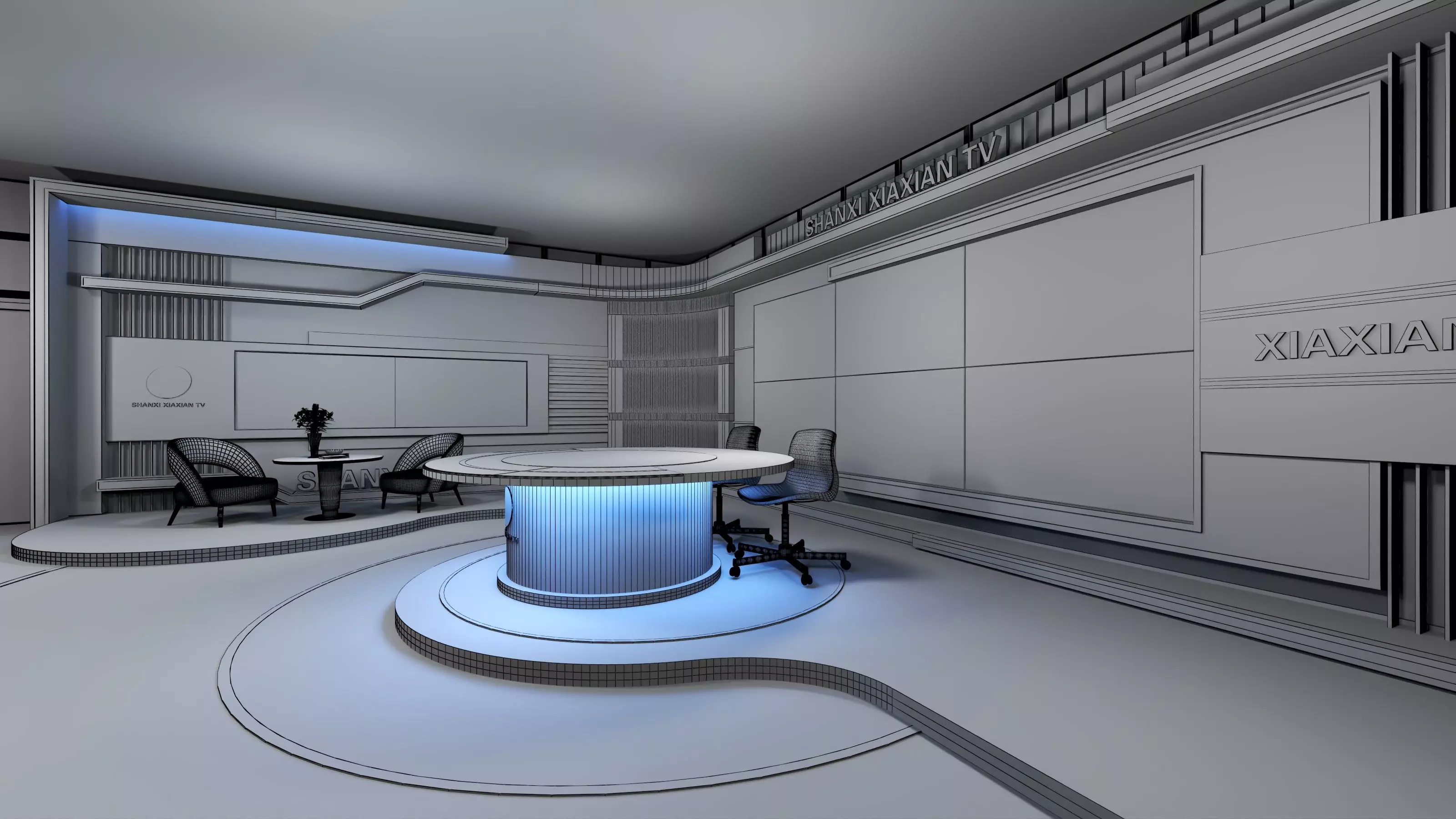 Virtual Broadcast Studio Low-poly 3D model_15