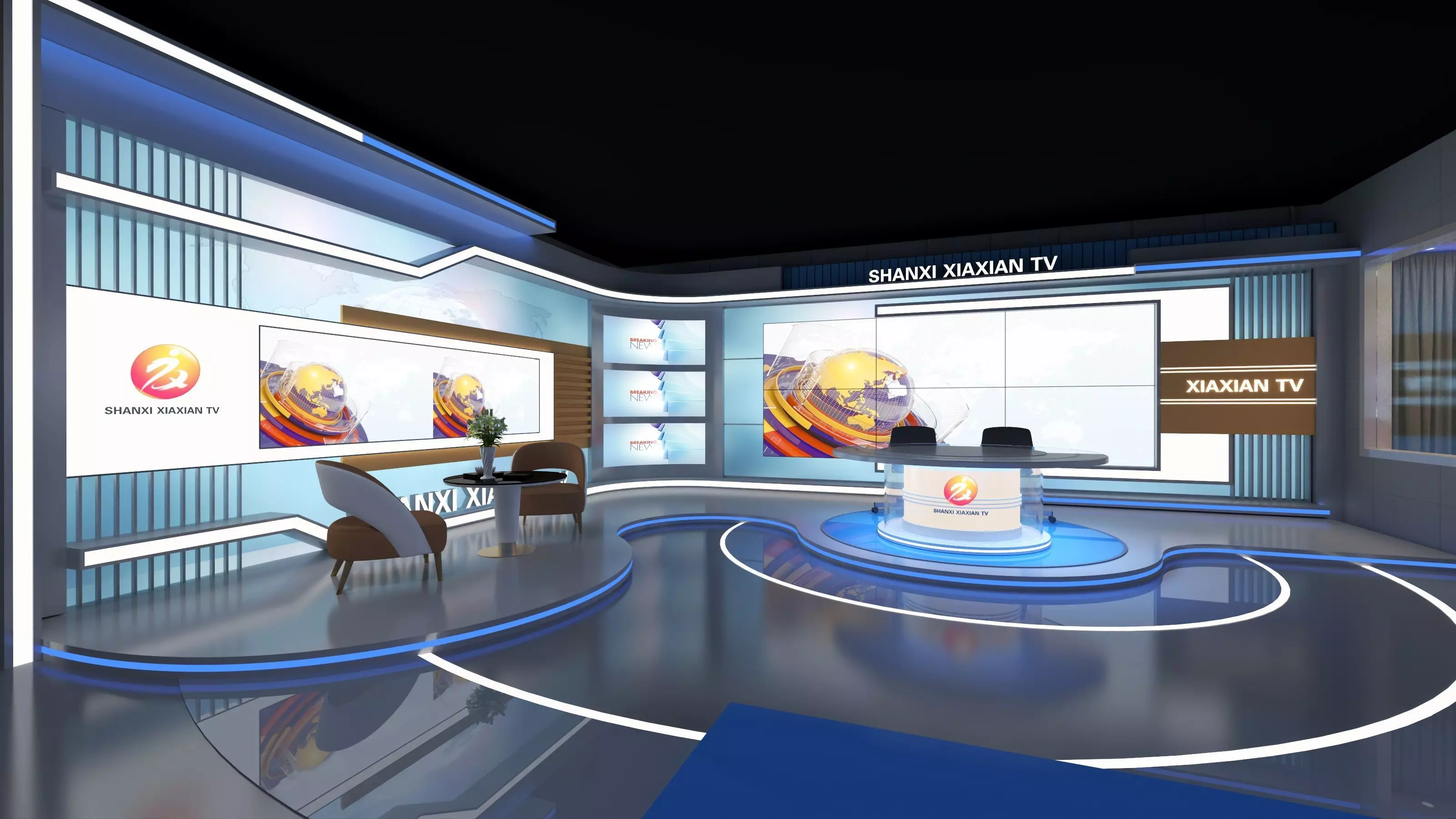 Virtual Broadcast Studio Low-poly 3D model_3