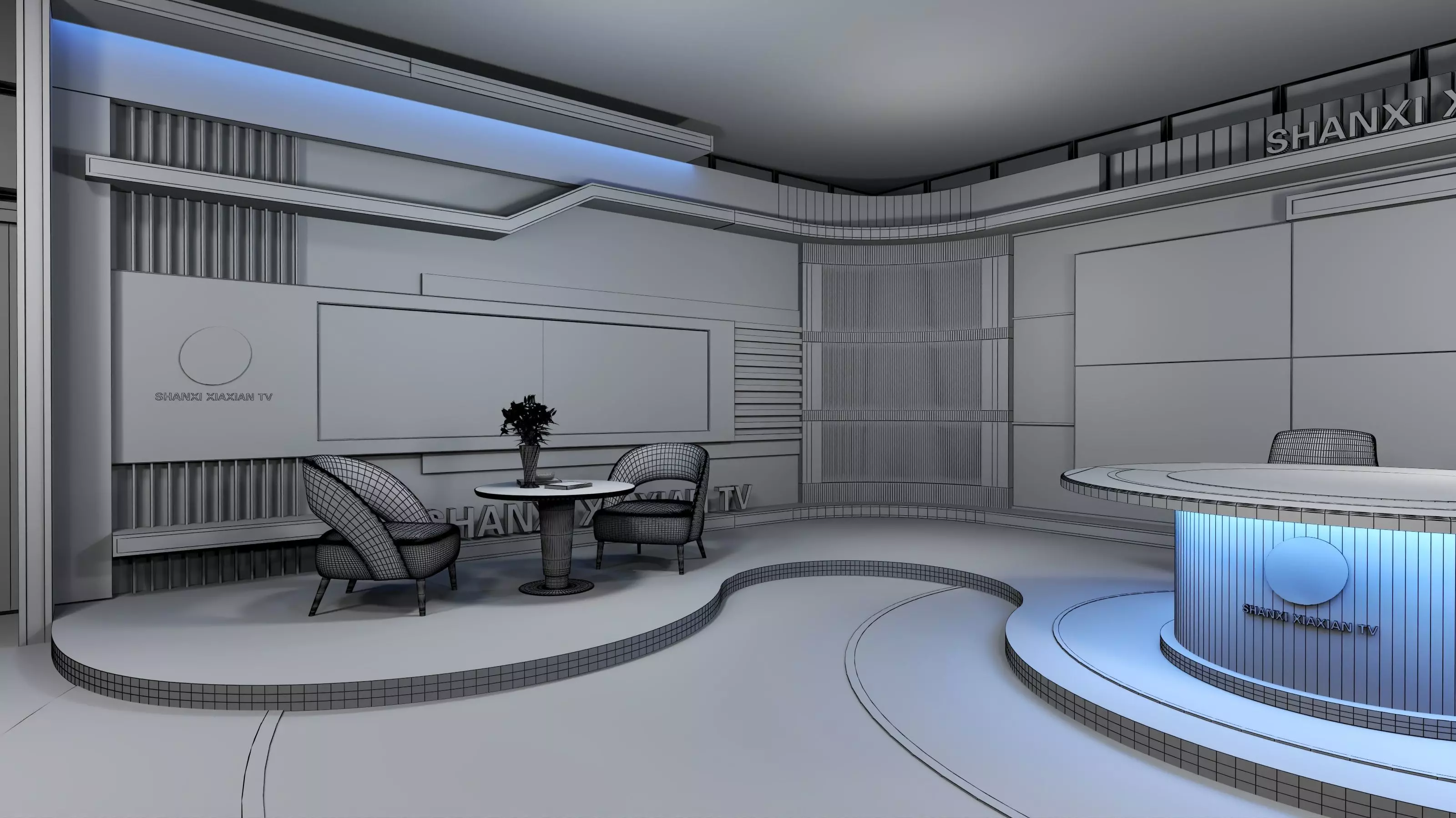Virtual Broadcast Studio Low-poly 3D model_12
