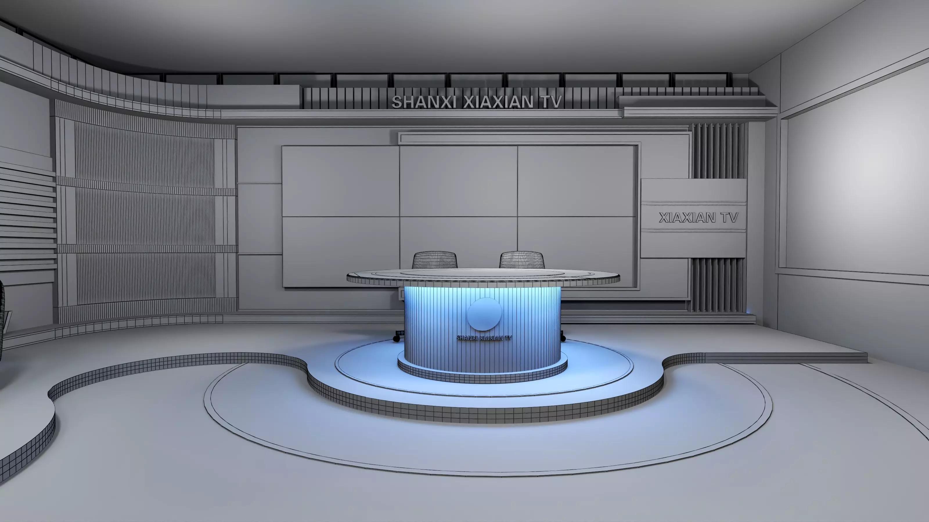 Virtual Broadcast Studio Low-poly 3D model_11