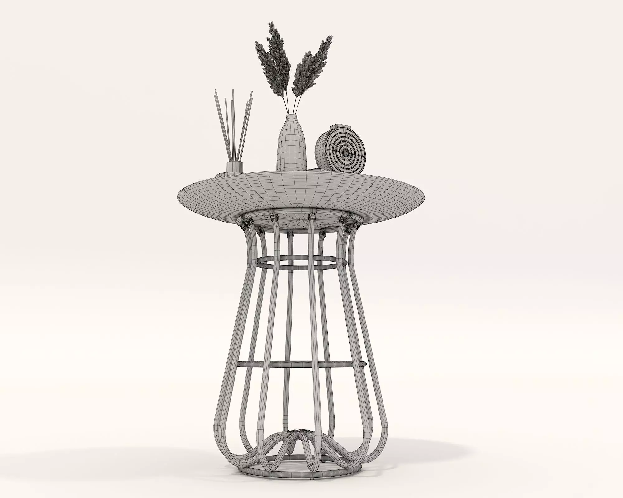 Rattan Coffee Table and Chair Set 3D model_10