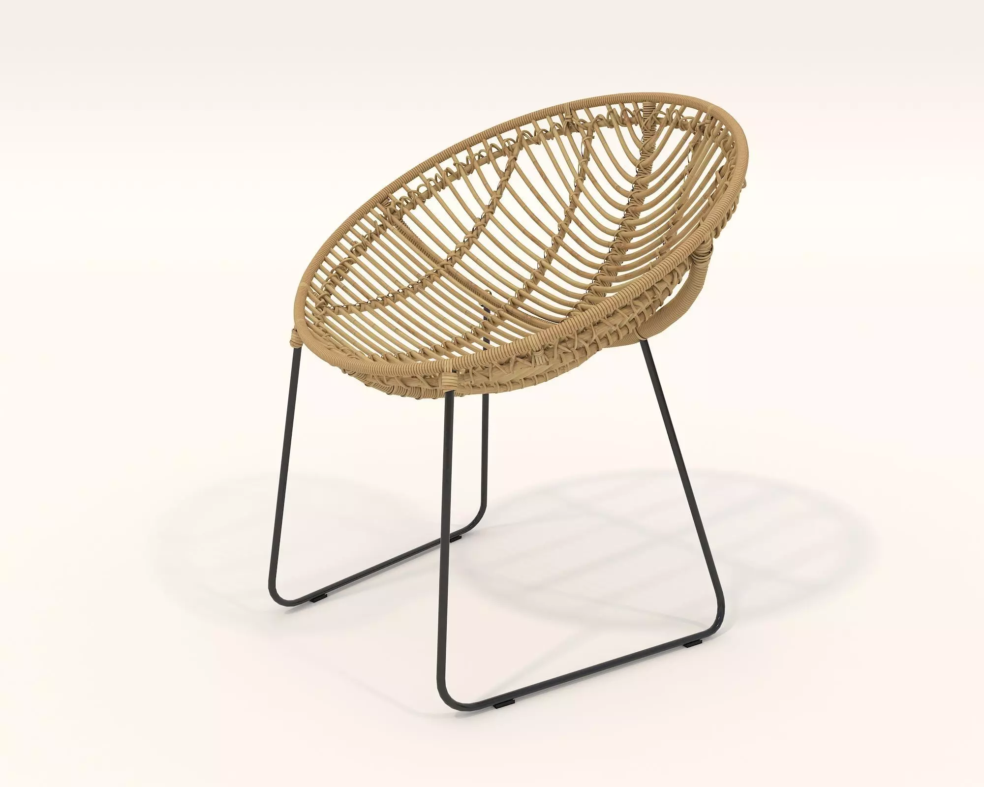 Rattan Coffee Table and Chair Set 3D model_7