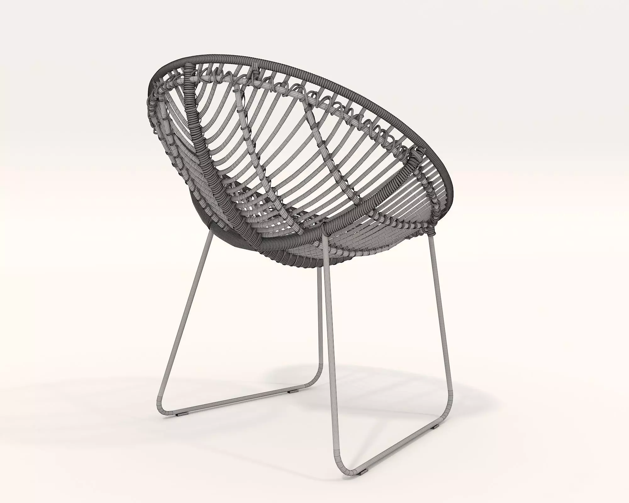 Rattan Coffee Table and Chair Set 3D model_11