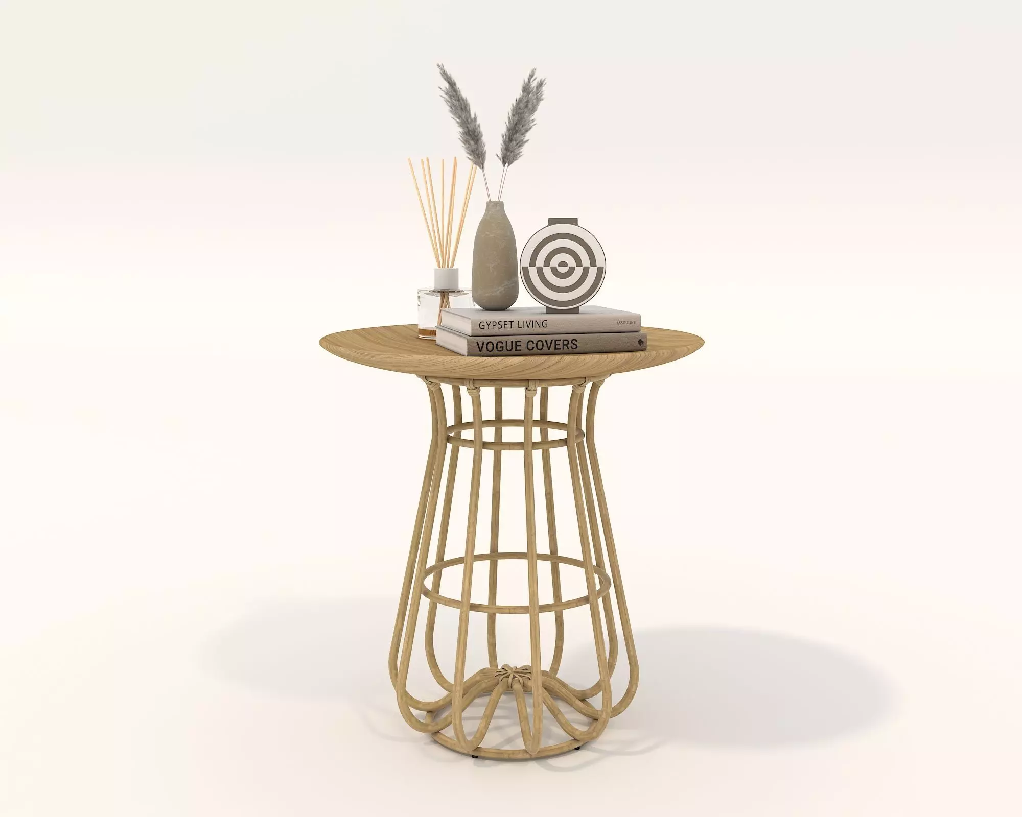 Rattan Coffee Table and Chair Set 3D model_8