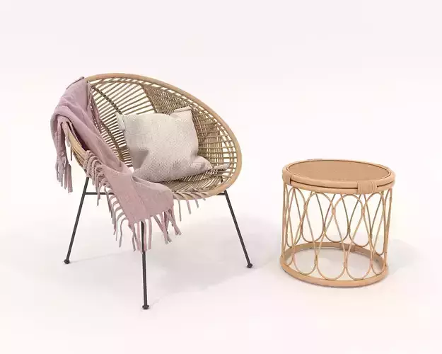 Rattan Coffee Table and Chair Set 2