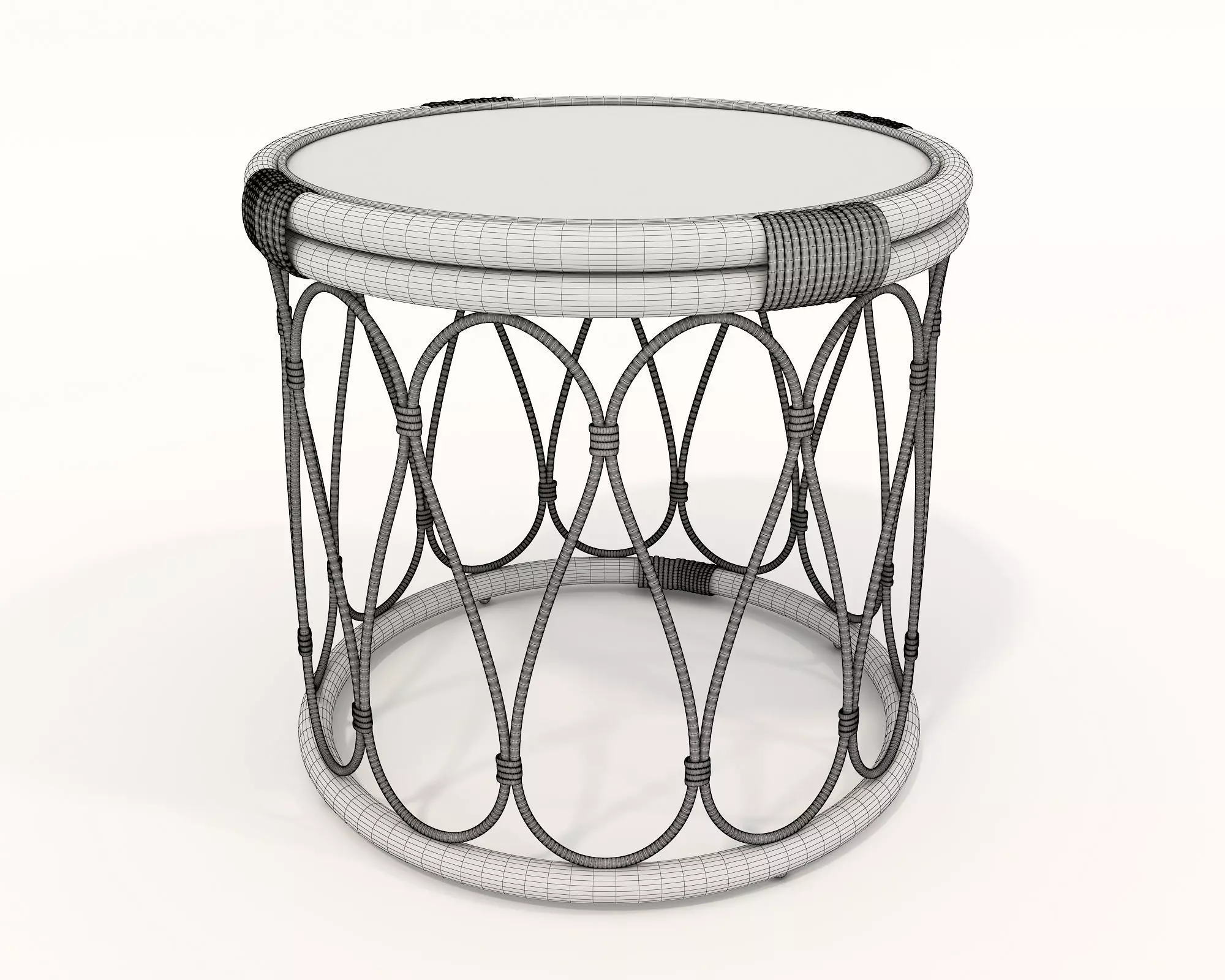 Rattan Coffee Table and Chair Set 2 3D model_9