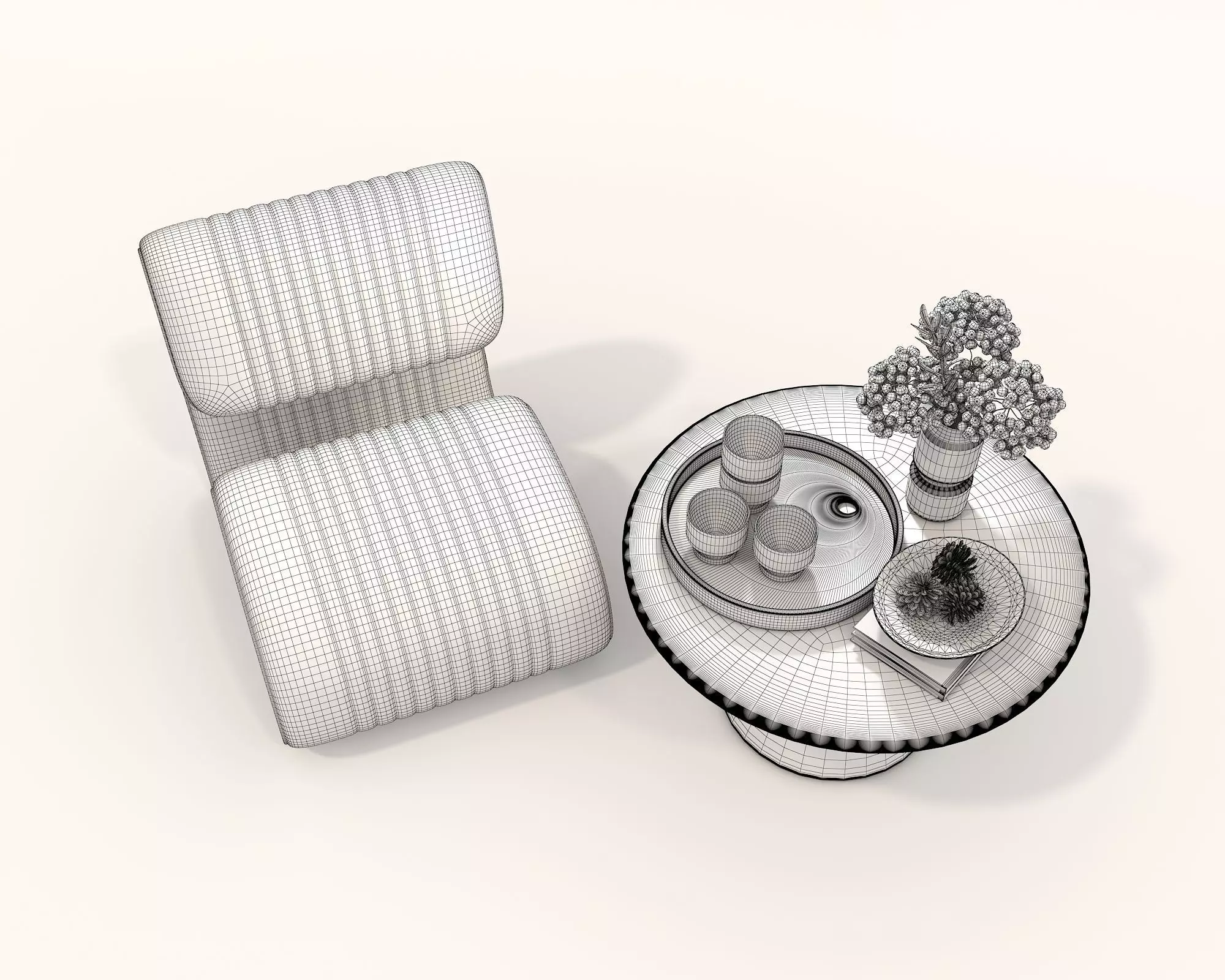 Modern Coffee Table and Armchair Set 57 3D model_10