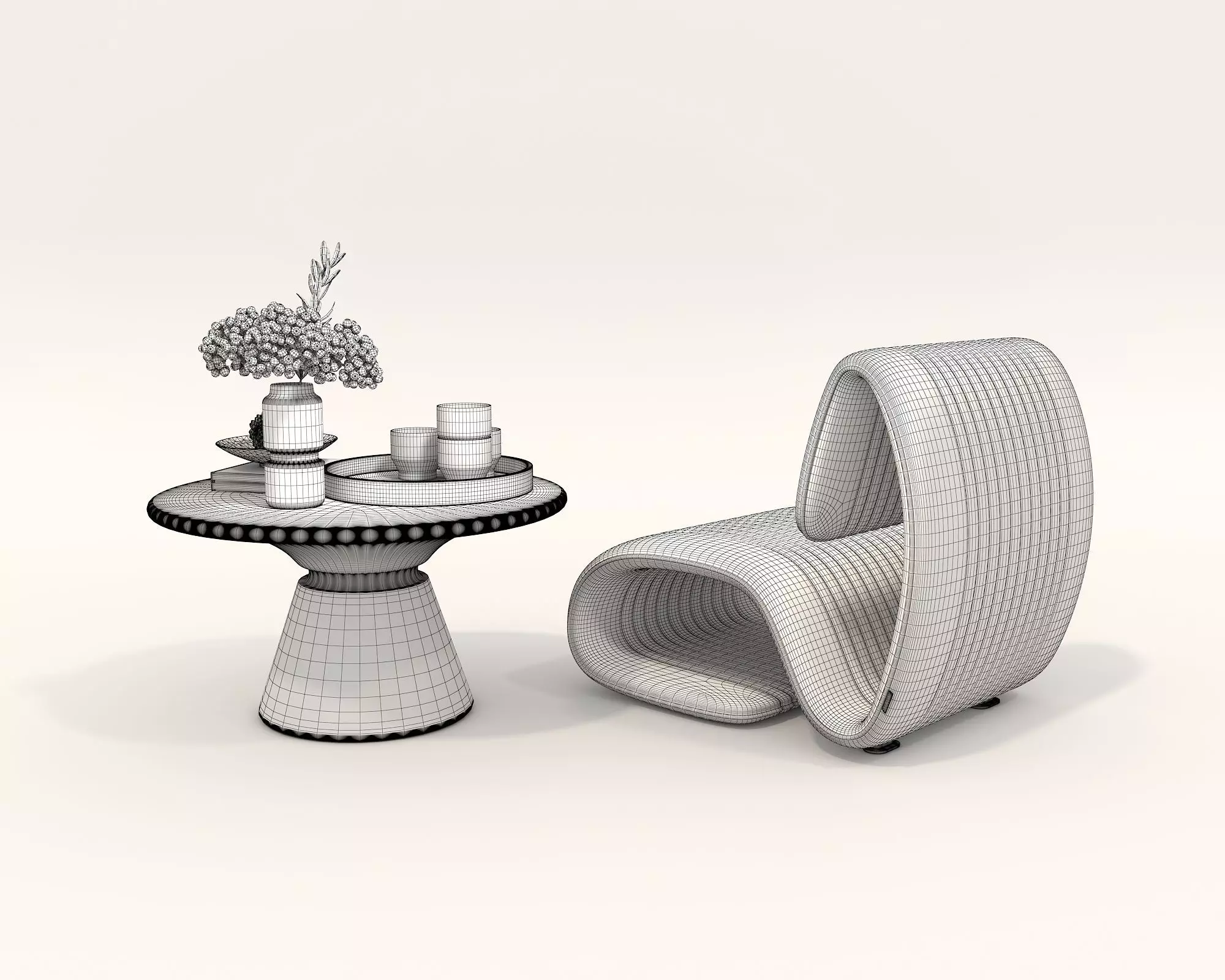 Modern Coffee Table and Armchair Set 57 3D model_9