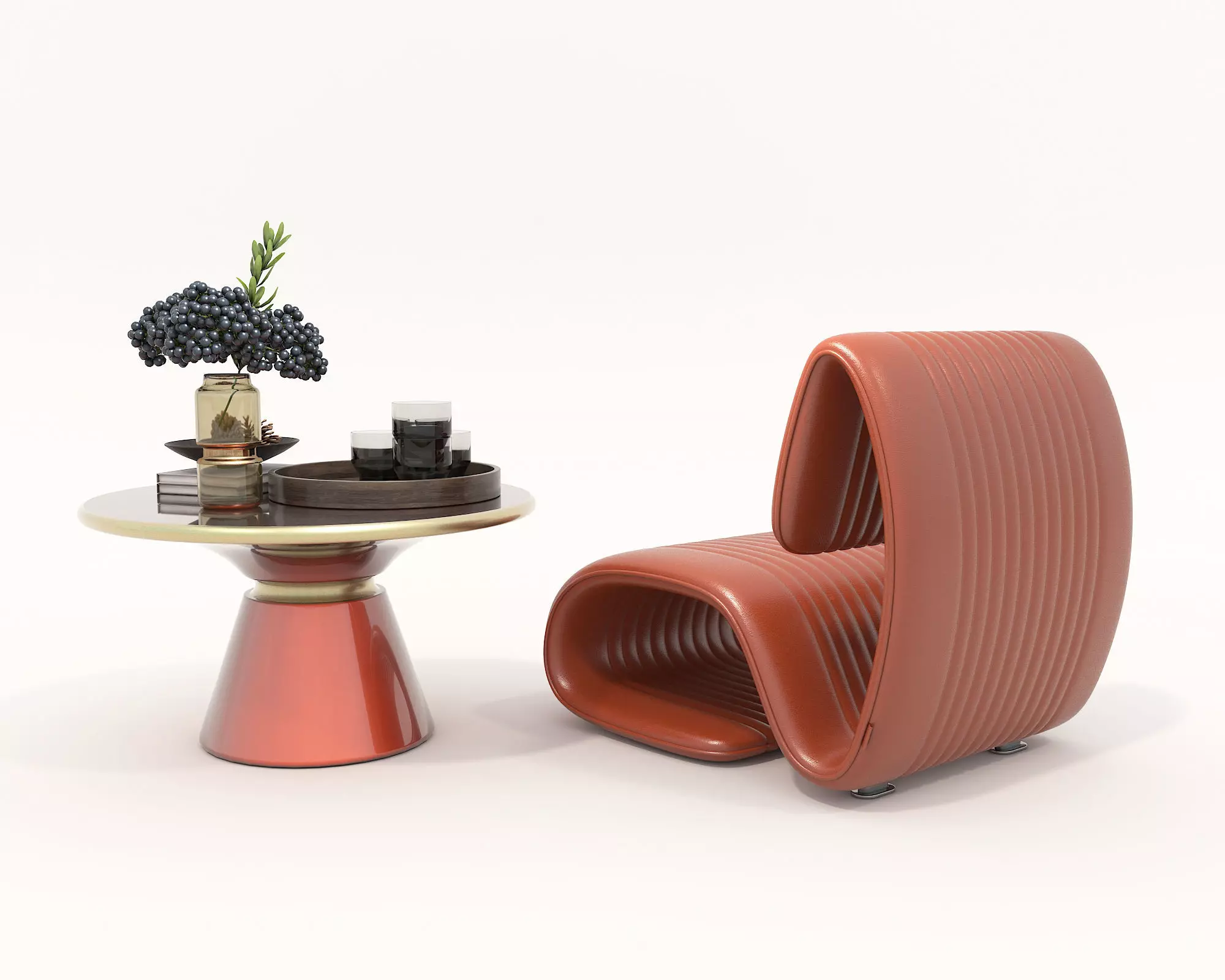 Modern Coffee Table and Armchair Set 57 3D model_3