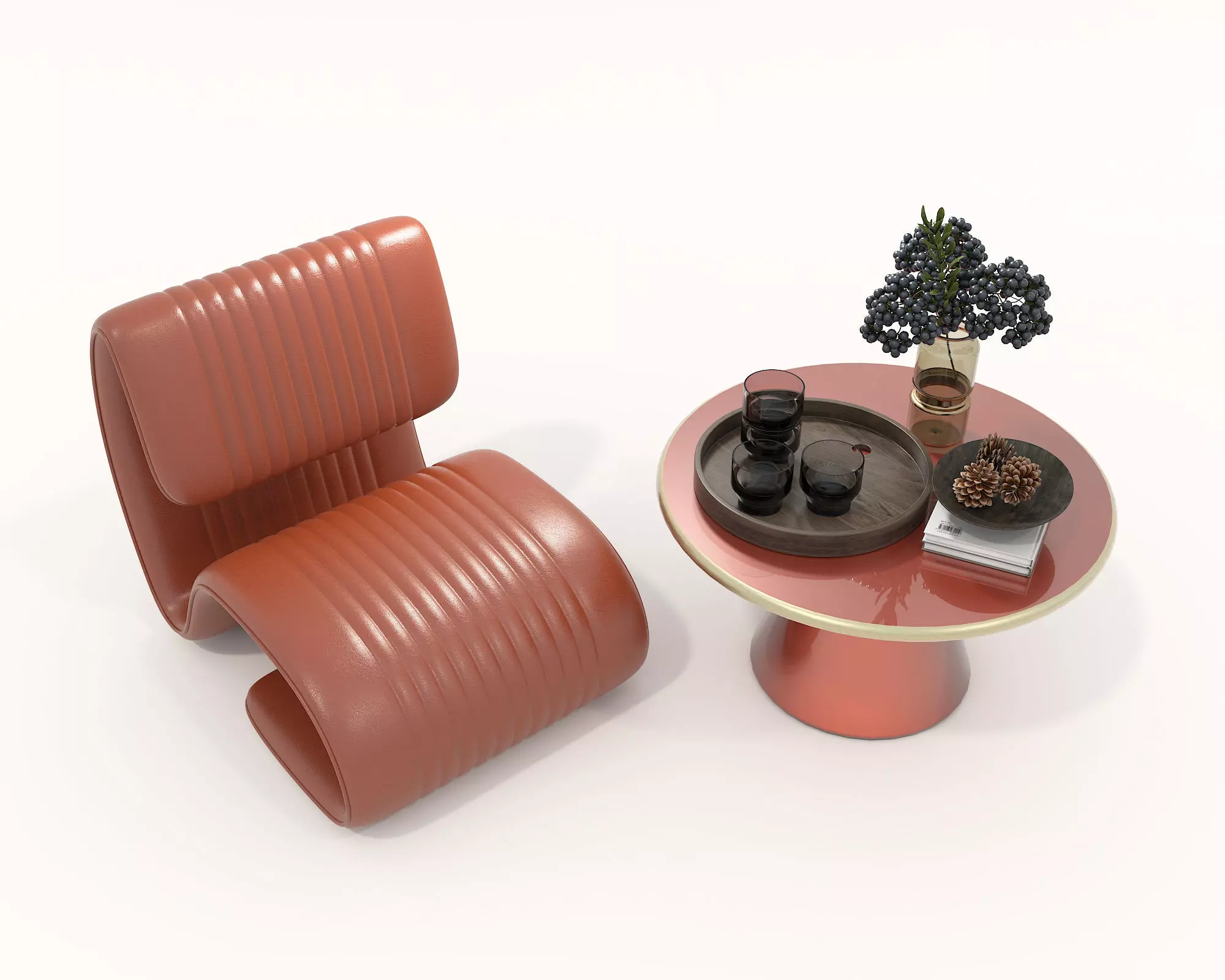 Modern Coffee Table and Armchair Set 57 3D model_1