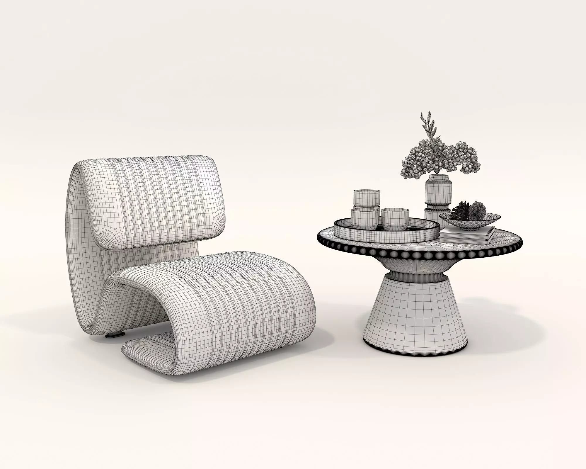 Modern Coffee Table and Armchair Set 57 3D model_8