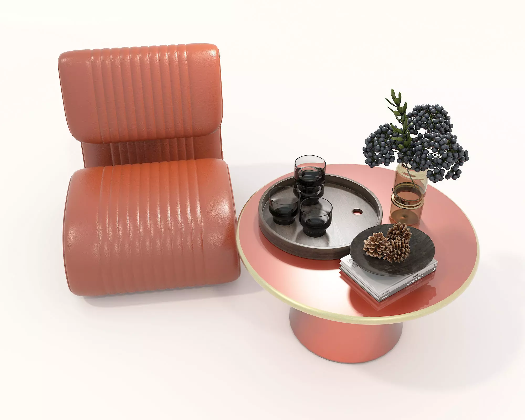 Modern Coffee Table and Armchair Set 57 3D model_5