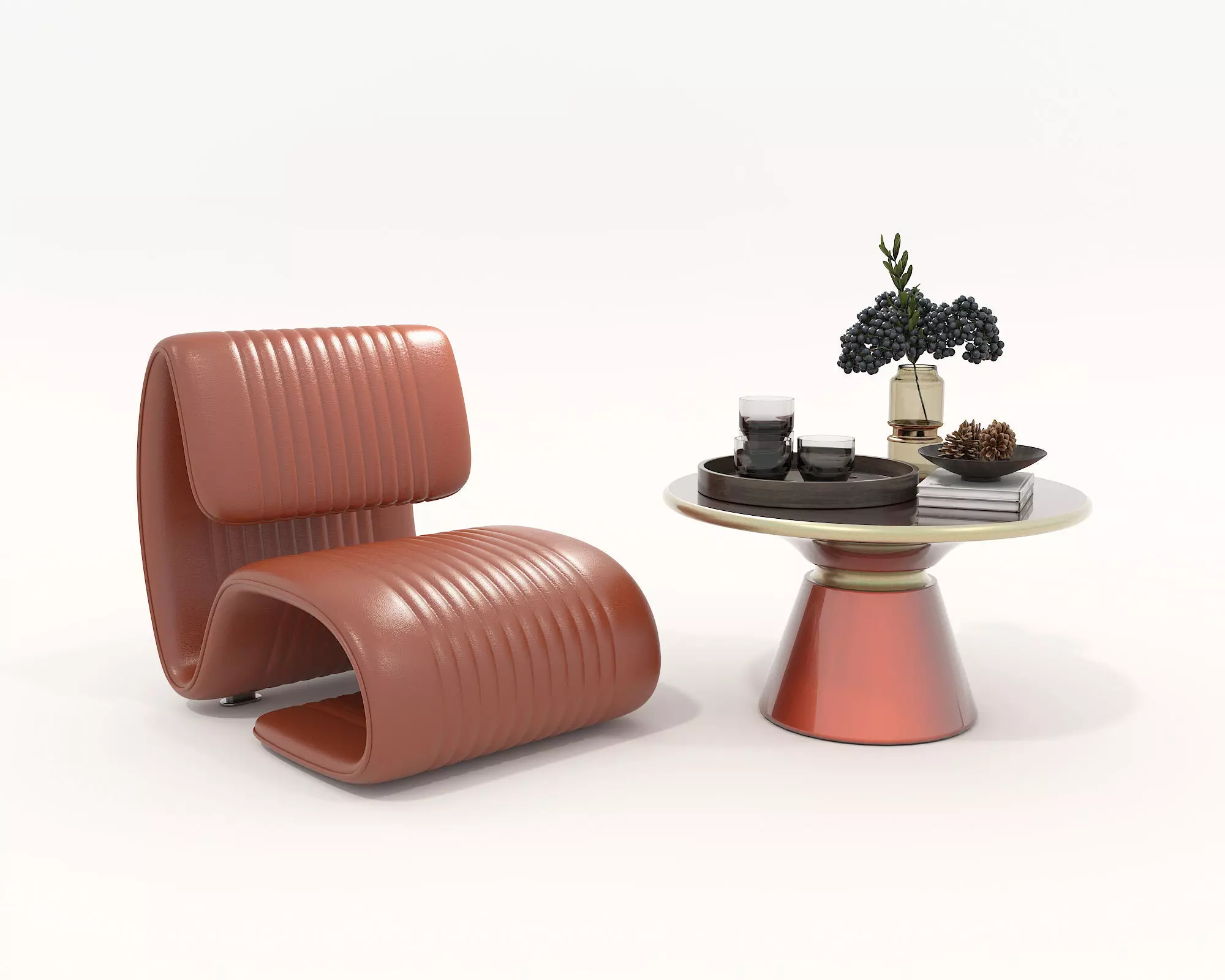 Modern Coffee Table and Armchair Set 57 3D model_0