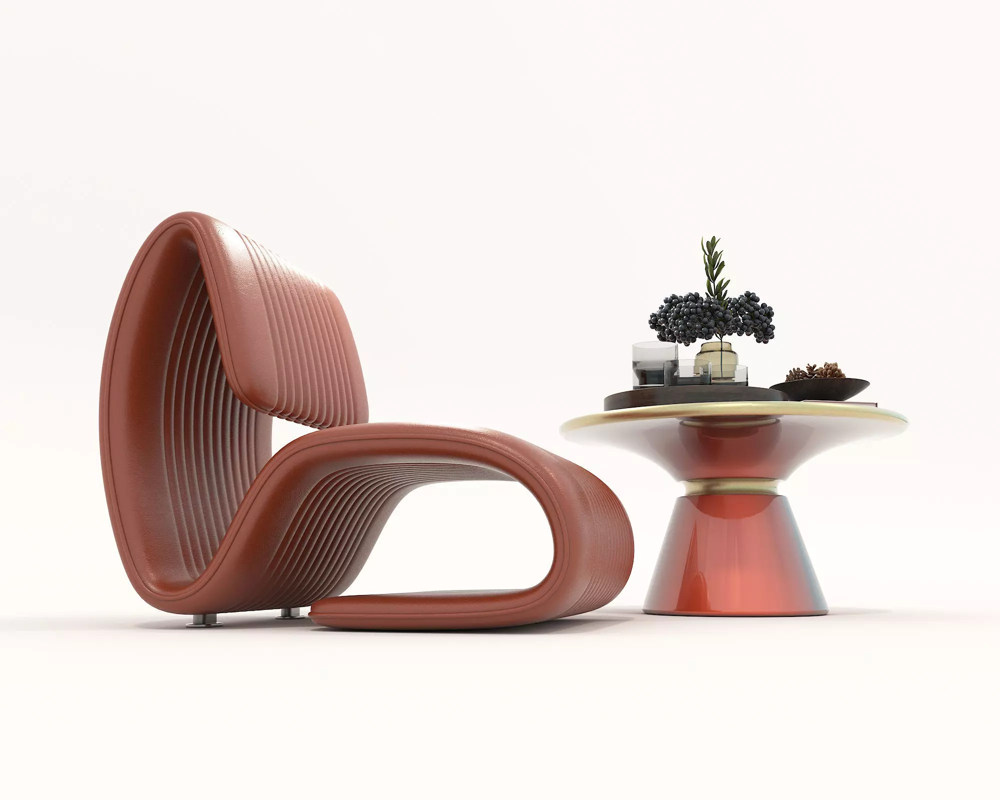 Modern Coffee Table and Armchair Set 57 3D model_2