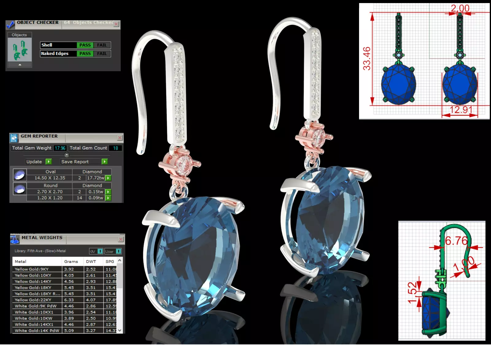 London Blue Topaz Cocktail Dangle Earrings model je0150 3D print model