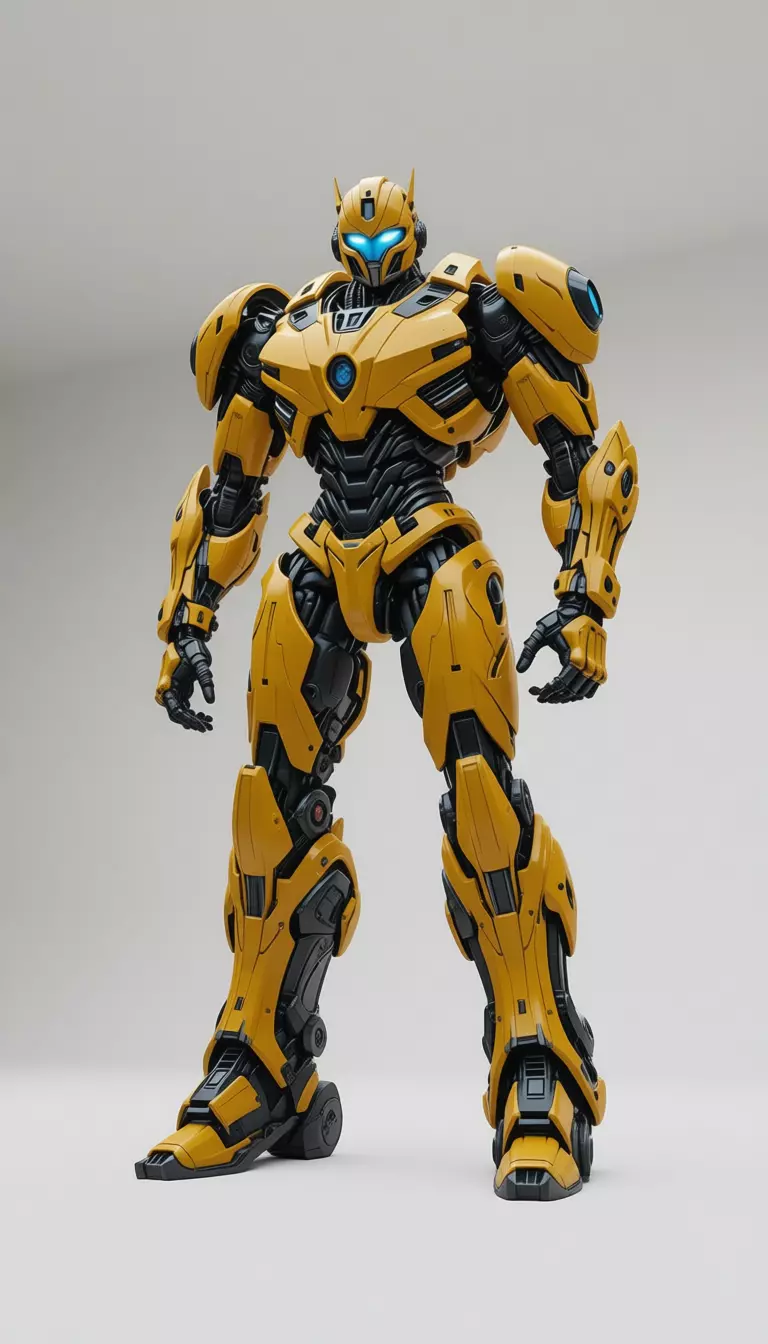 Yellow Transformer Robot Character SciFi Bumble Bee 3D Low-poly 3D model_1