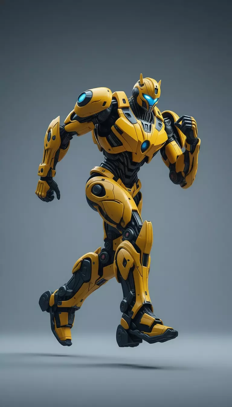 Yellow Transformer Robot Character SciFi Bumble Bee 3D Low-poly 3D model_2