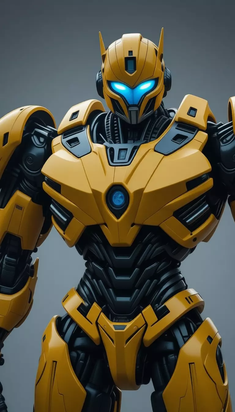 Yellow Transformer Robot Character SciFi Bumble Bee 3D Low-poly 3D model_3