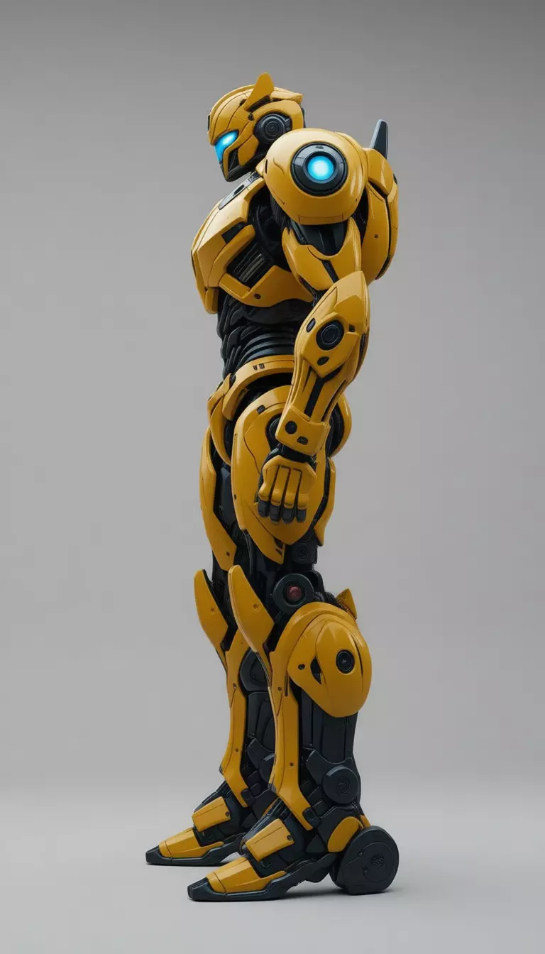 Yellow Transformer Robot Character SciFi Bumble Bee 3D Low-poly 3D model_6