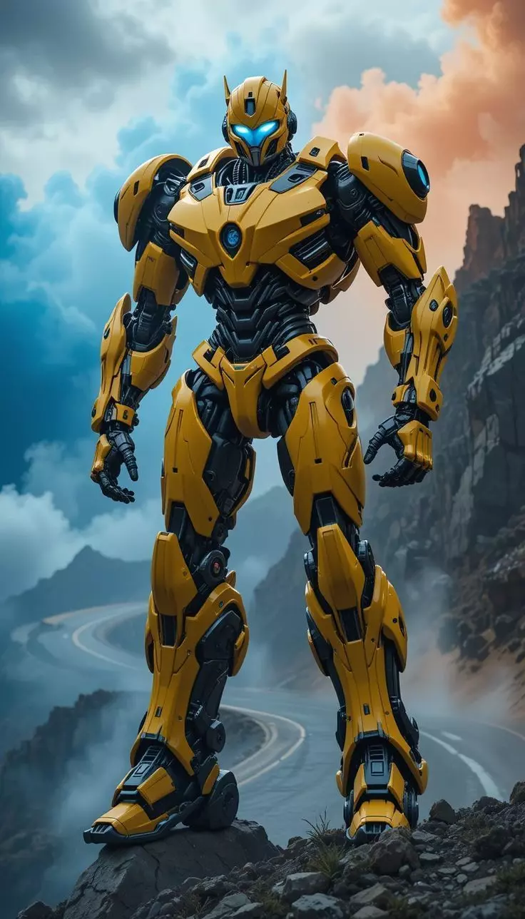 Yellow Transformer Robot Character SciFi Bumble Bee 3D Low-poly 3D model_0