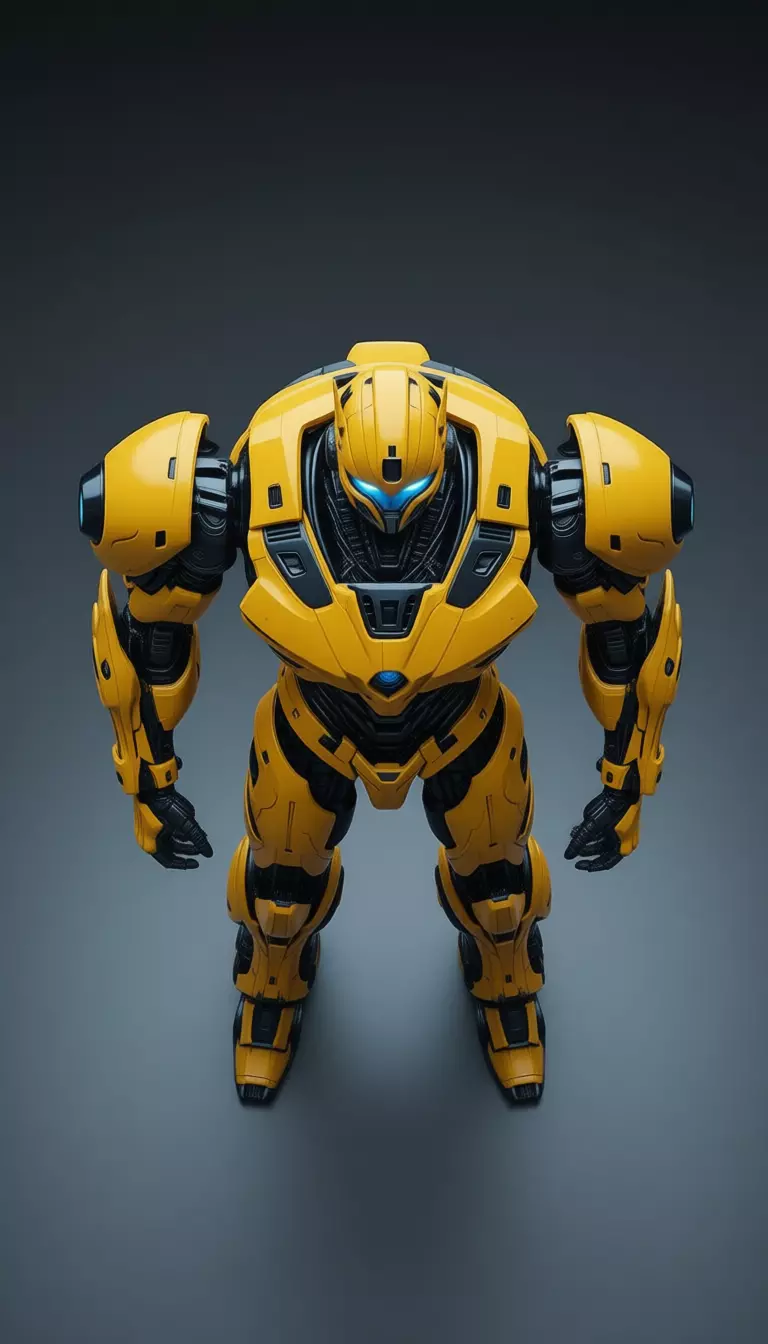 Yellow Transformer Robot Character SciFi Bumble Bee 3D Low-poly 3D model_7