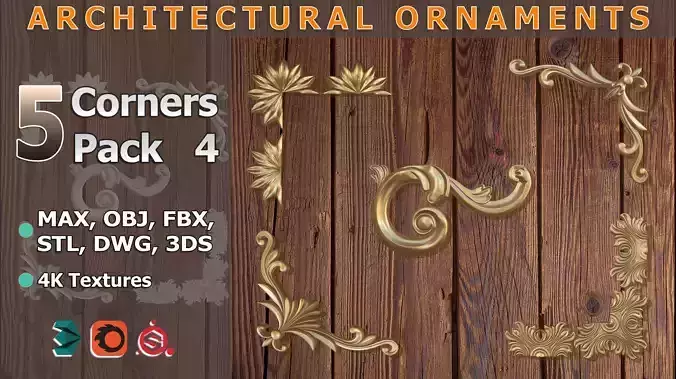 Architectural Ornaments - 5 Corners Pack 4 3D model Architectural Ornaments - 5 Corners Pack 4 3D model