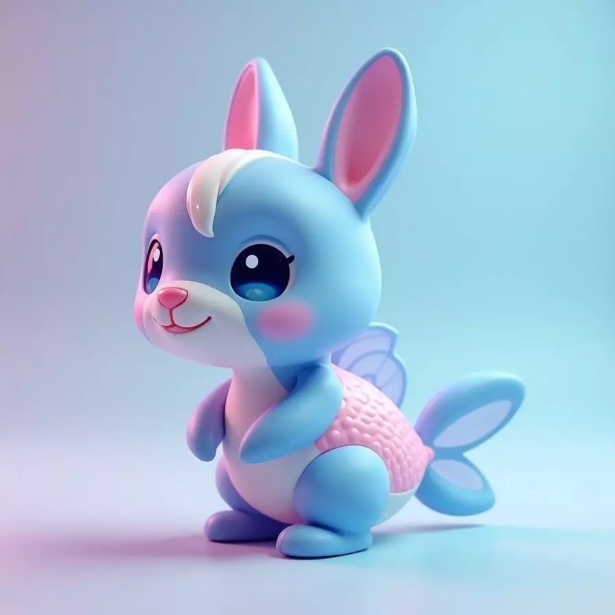 Aquabbit Creature 3D Model Whimsical Companion Low-poly 3D model_0