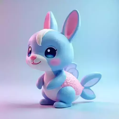 Aquabbit Creature 3D Model Whimsical Companion Low-poly 3D model Aquabbit Creature 3D Model Whimsical Companion Low-poly 3D model