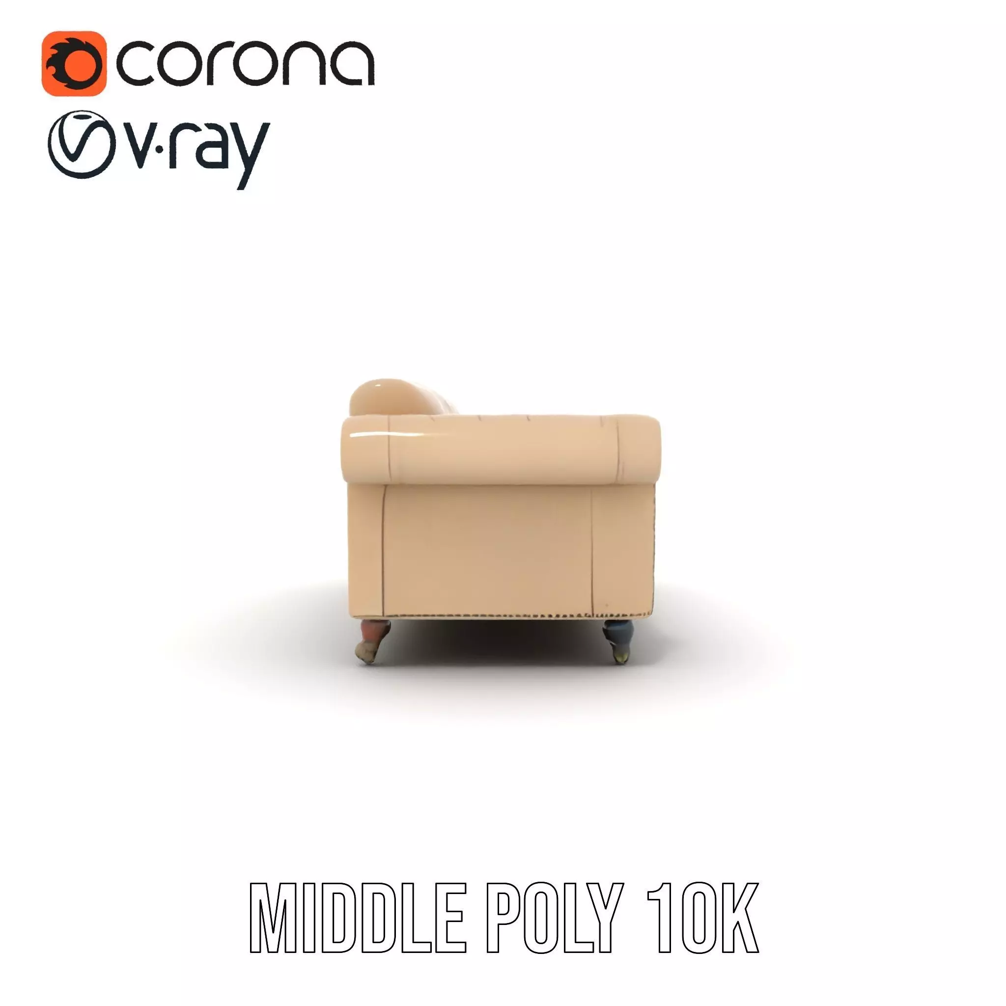 Elegant Beige Sofa model pack Low-poly 3D model_7