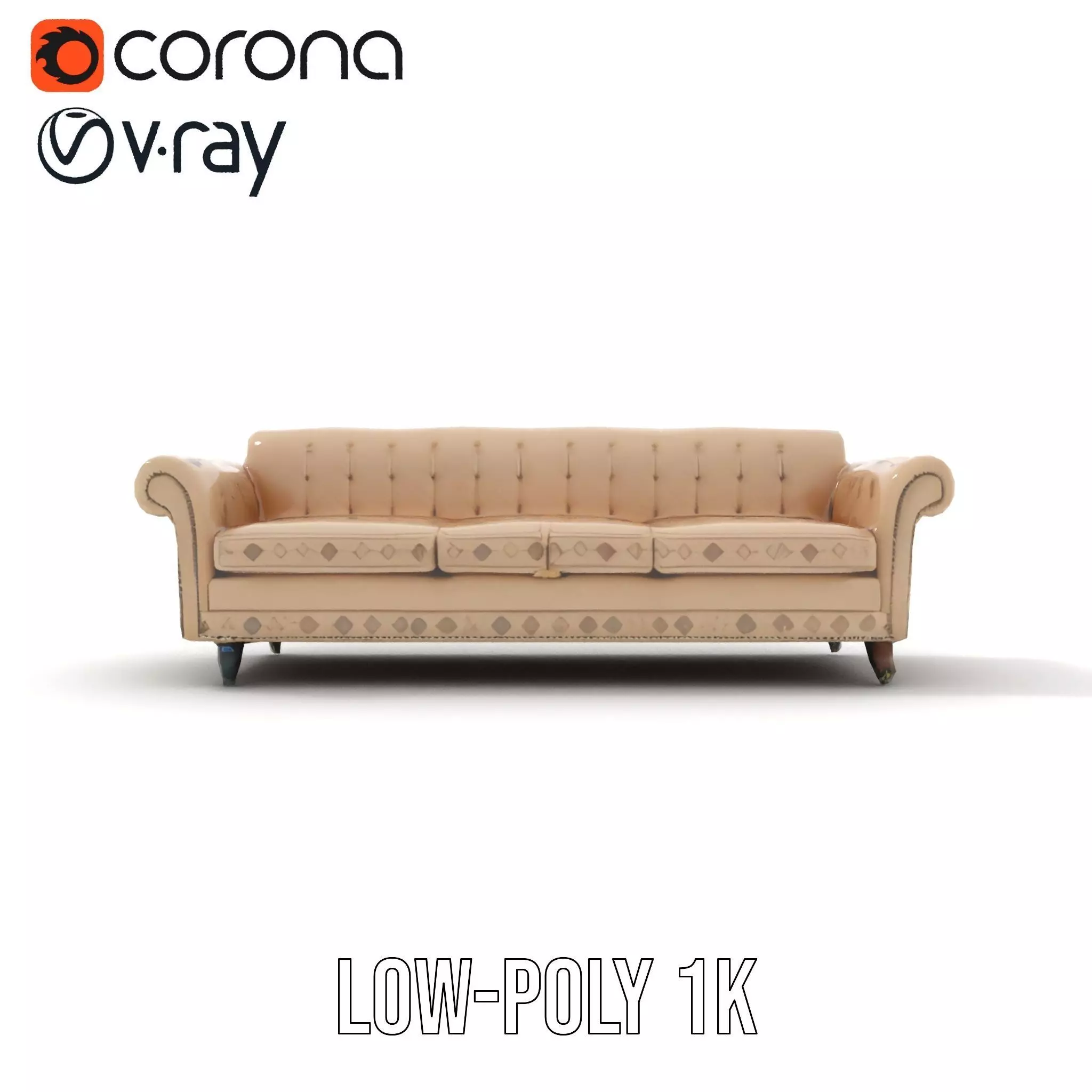 Elegant Beige Sofa model pack Low-poly 3D model_28