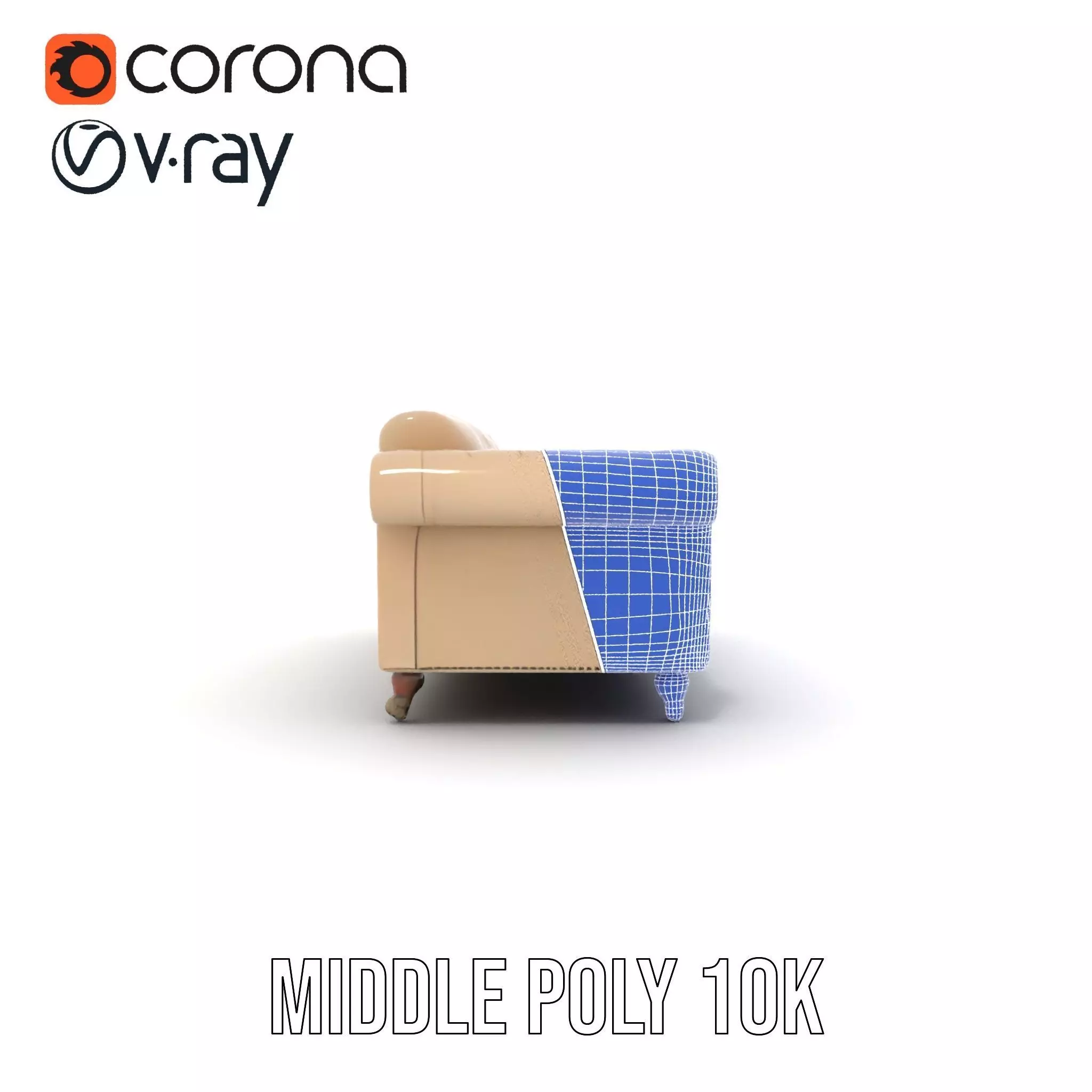 Elegant Beige Sofa model pack Low-poly 3D model_27