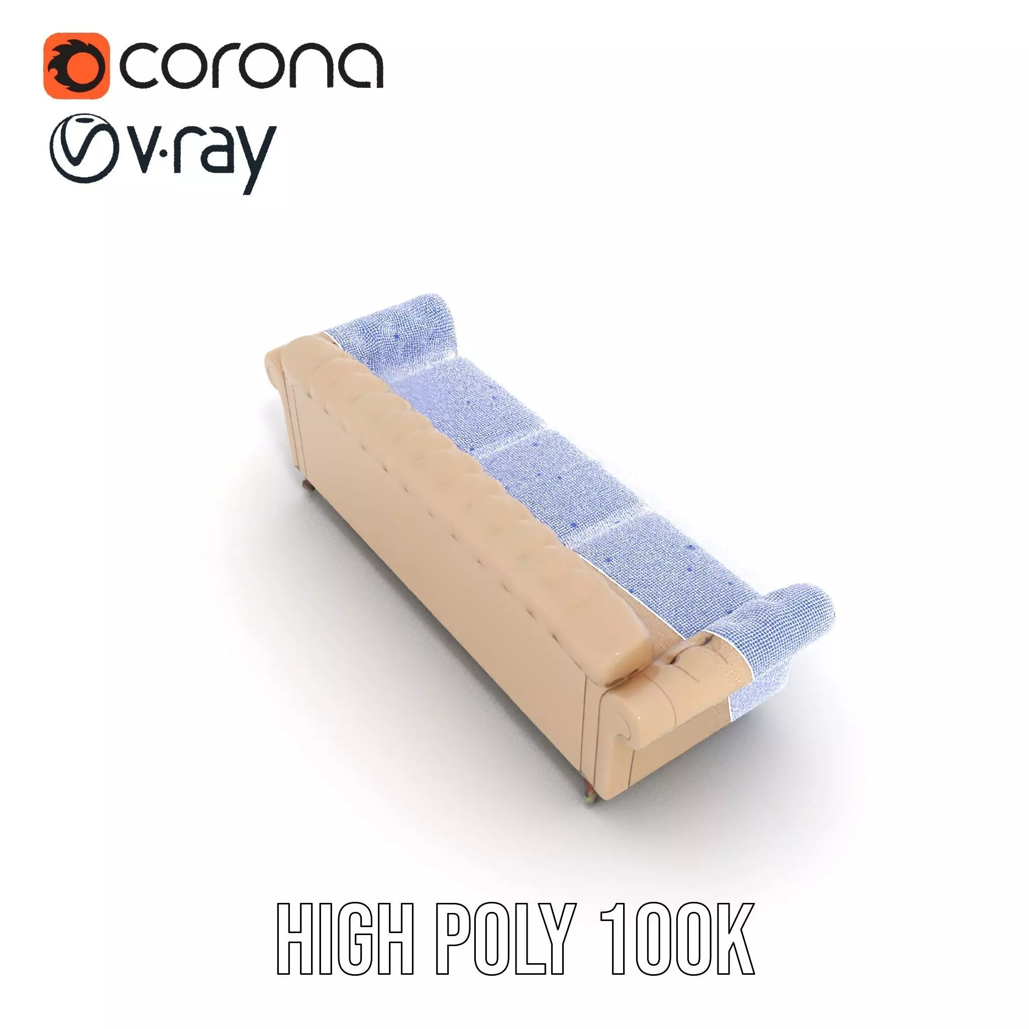 Elegant Beige Sofa model pack Low-poly 3D model_29