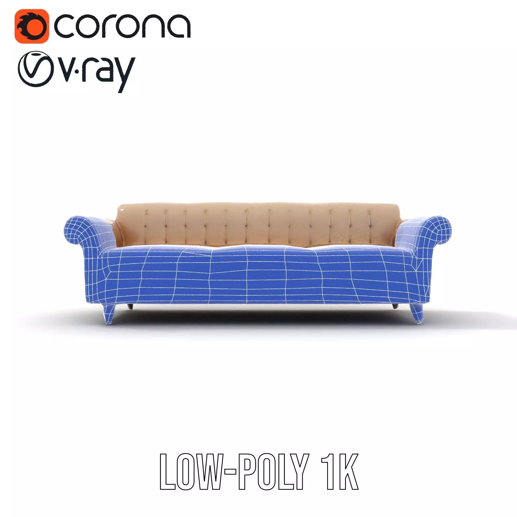 Elegant Beige Sofa model pack Low-poly 3D model_17