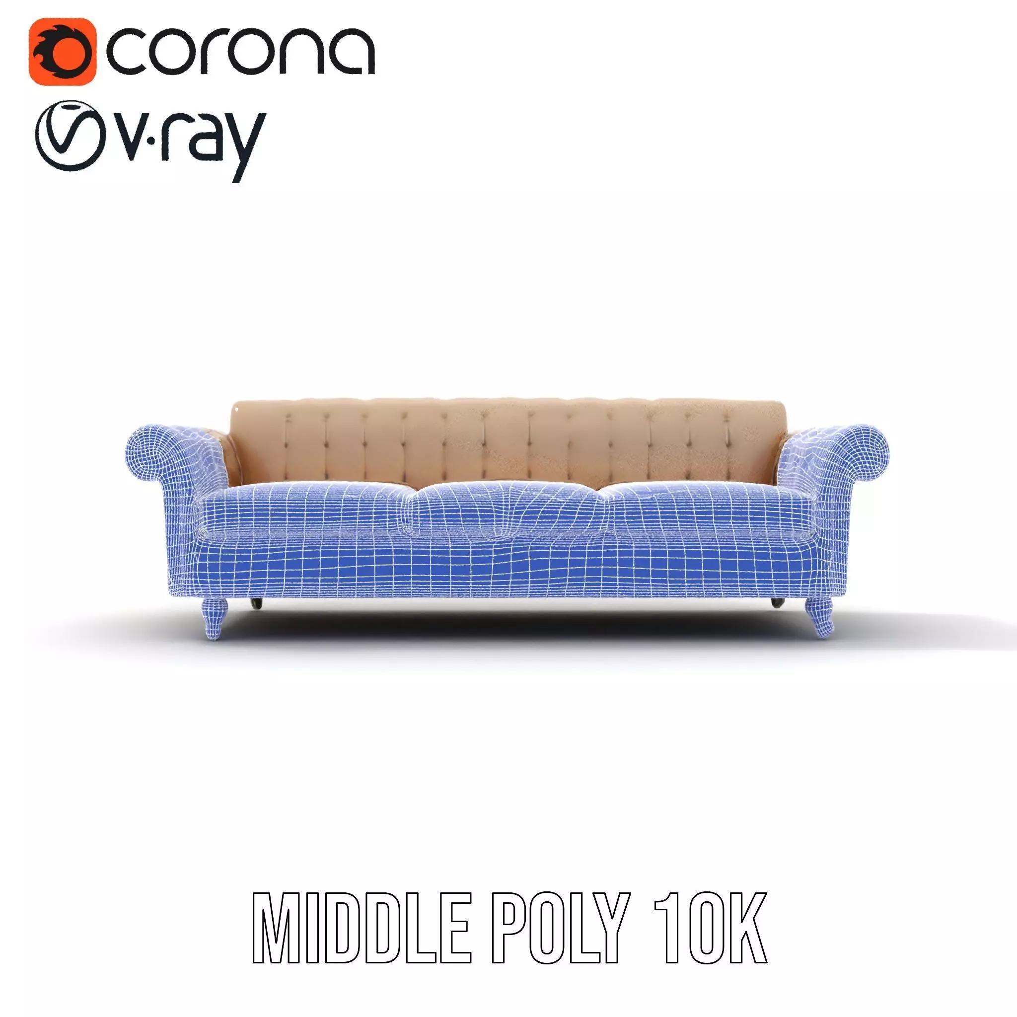 Elegant Beige Sofa model pack Low-poly 3D model_30