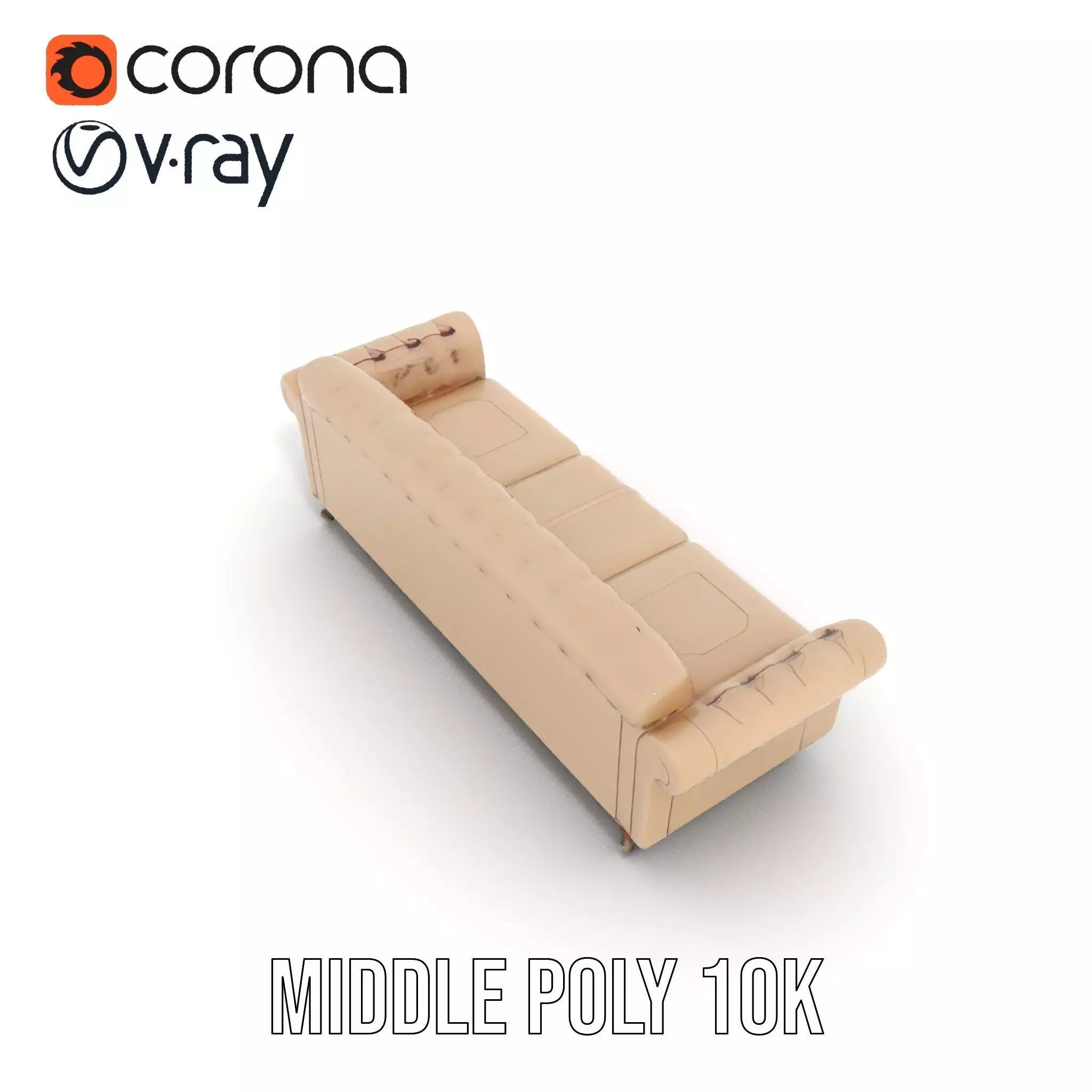 Elegant Beige Sofa model pack Low-poly 3D model_11