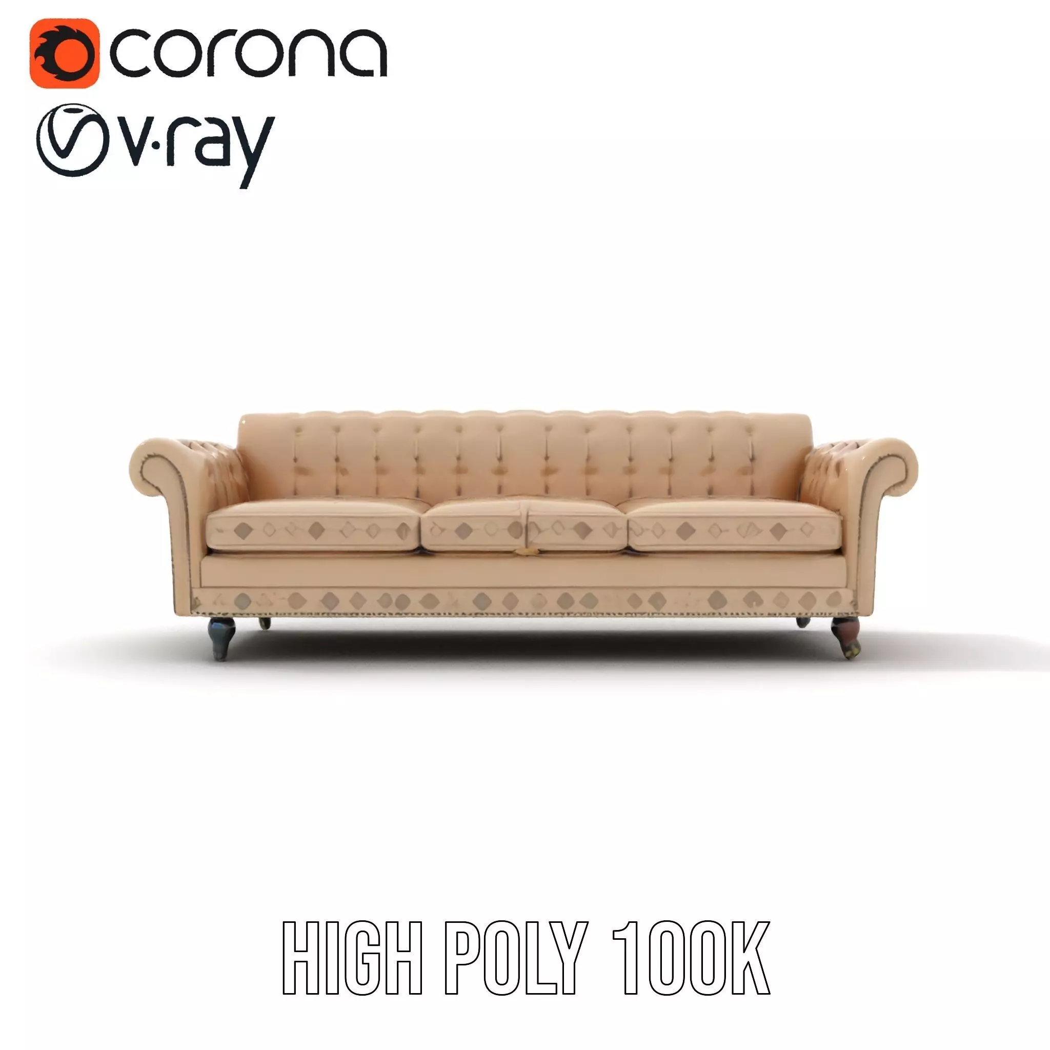 Elegant Beige Sofa model pack Low-poly 3D model_24