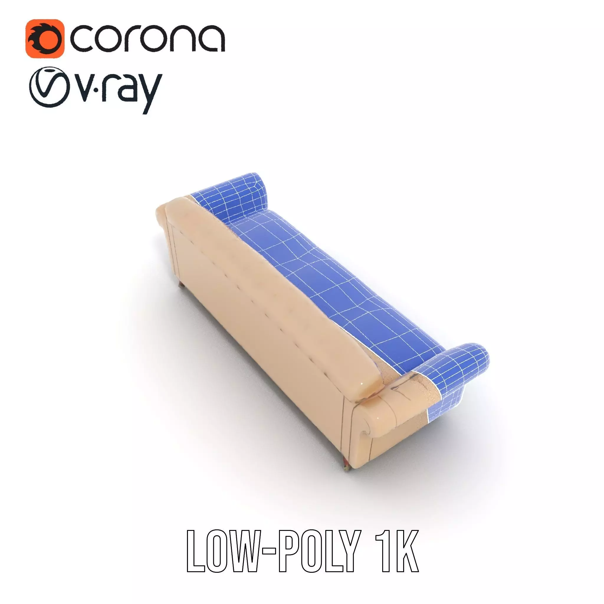 Elegant Beige Sofa model pack Low-poly 3D model_26