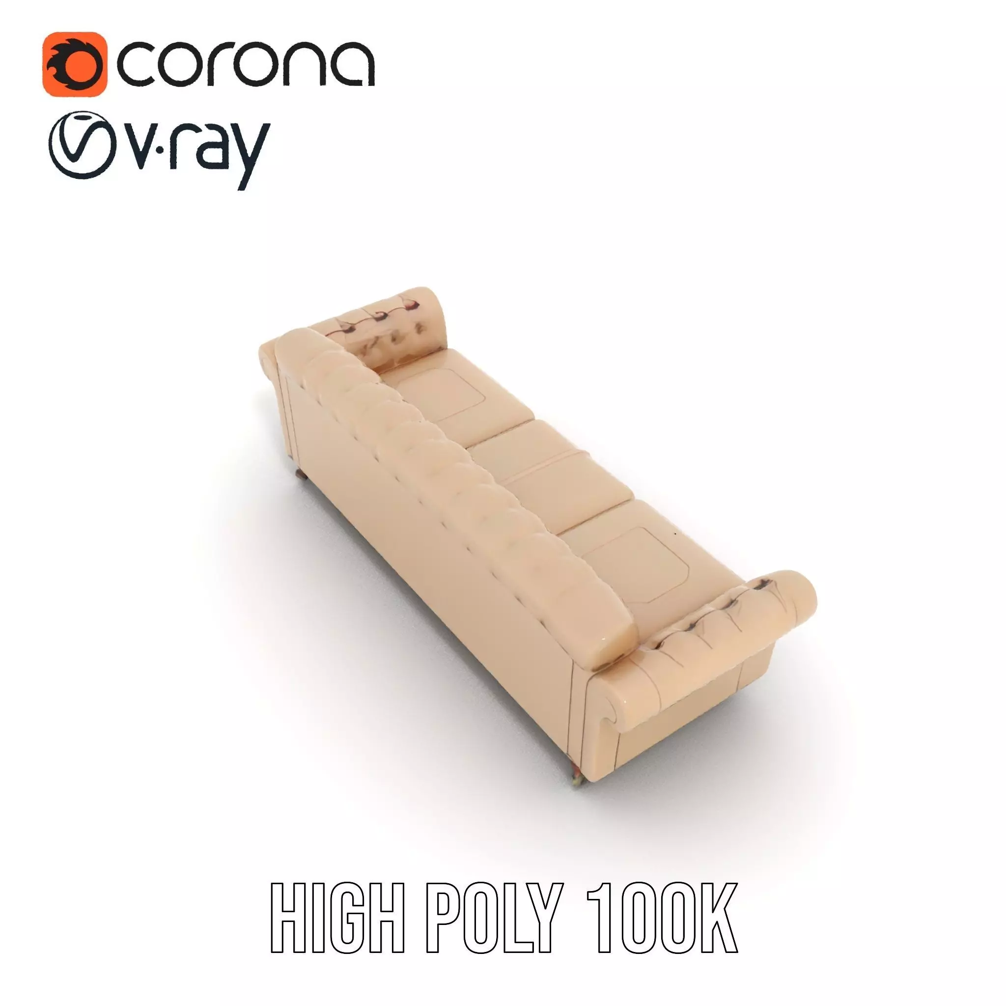 Elegant Beige Sofa model pack Low-poly 3D model_35