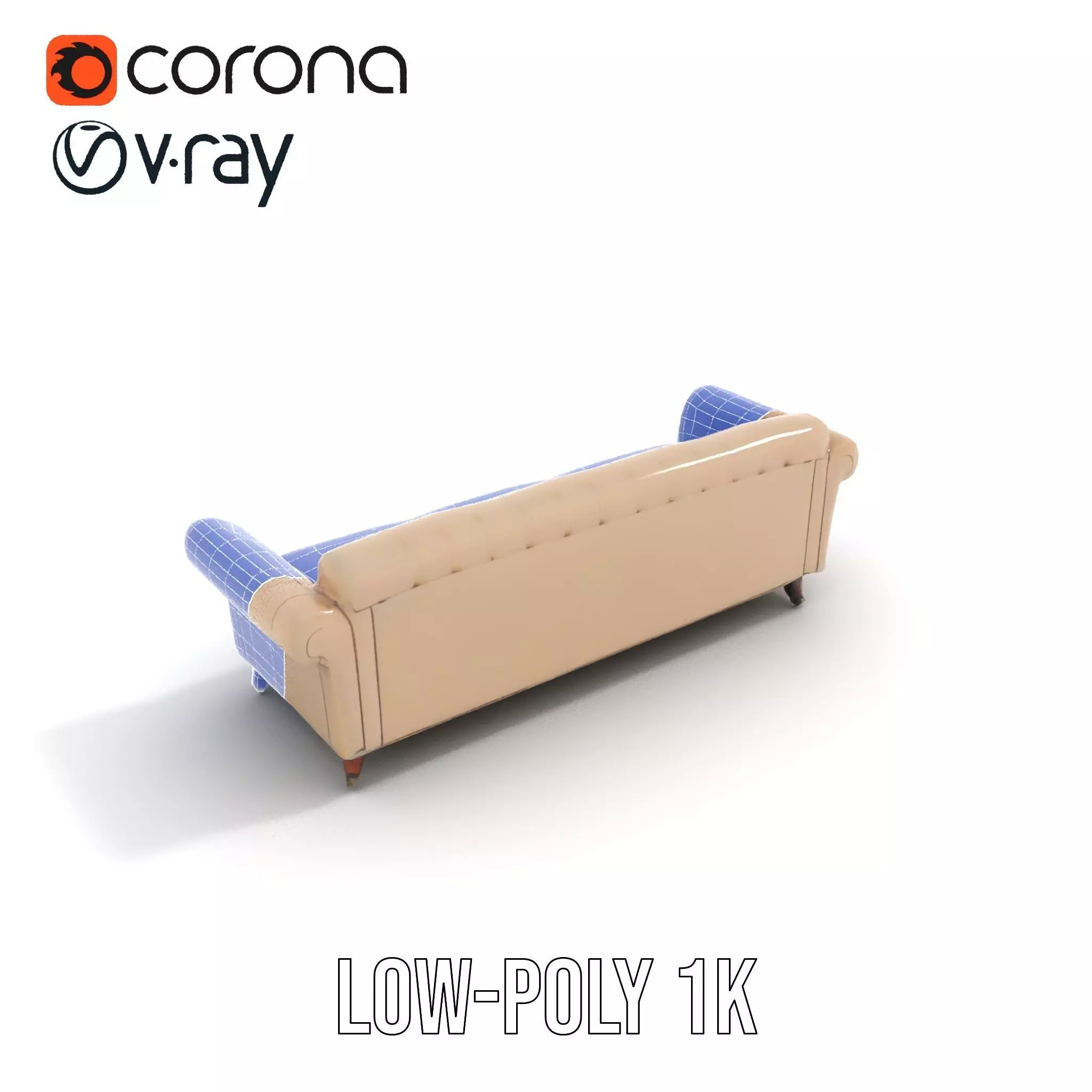 Elegant Beige Sofa model pack Low-poly 3D model_14