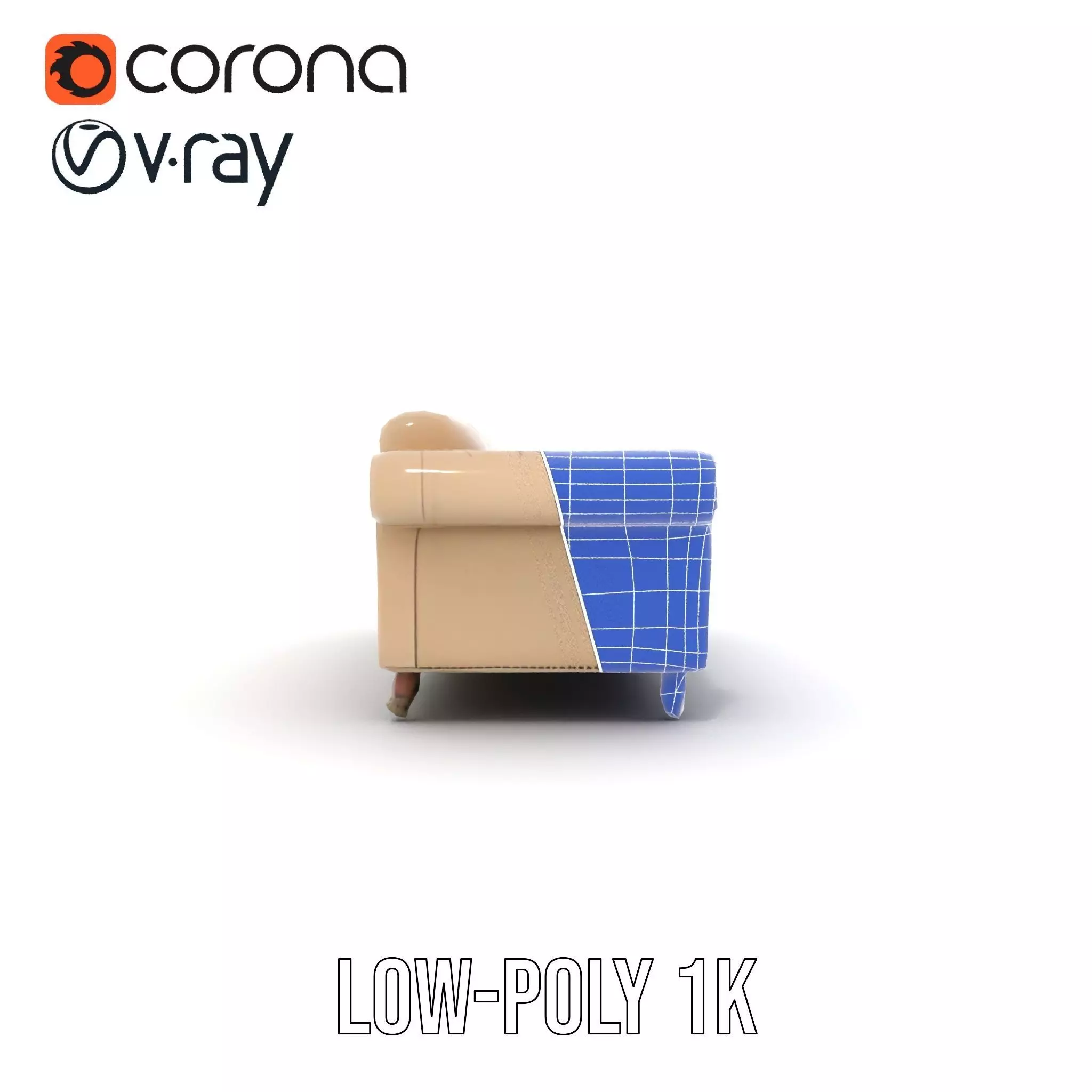 Elegant Beige Sofa model pack Low-poly 3D model_12