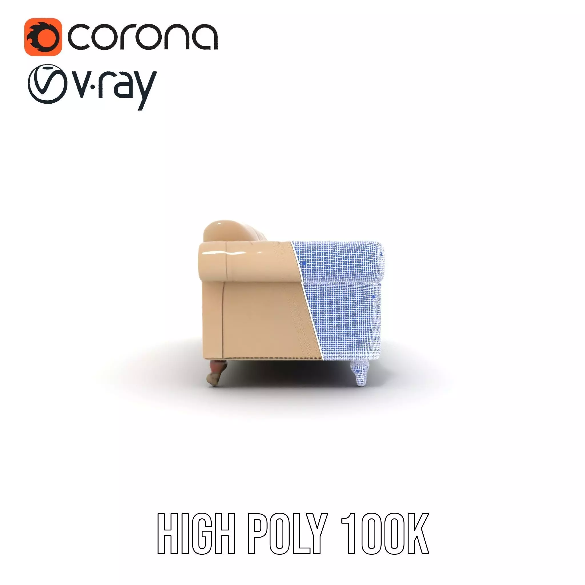 Elegant Beige Sofa model pack Low-poly 3D model_18