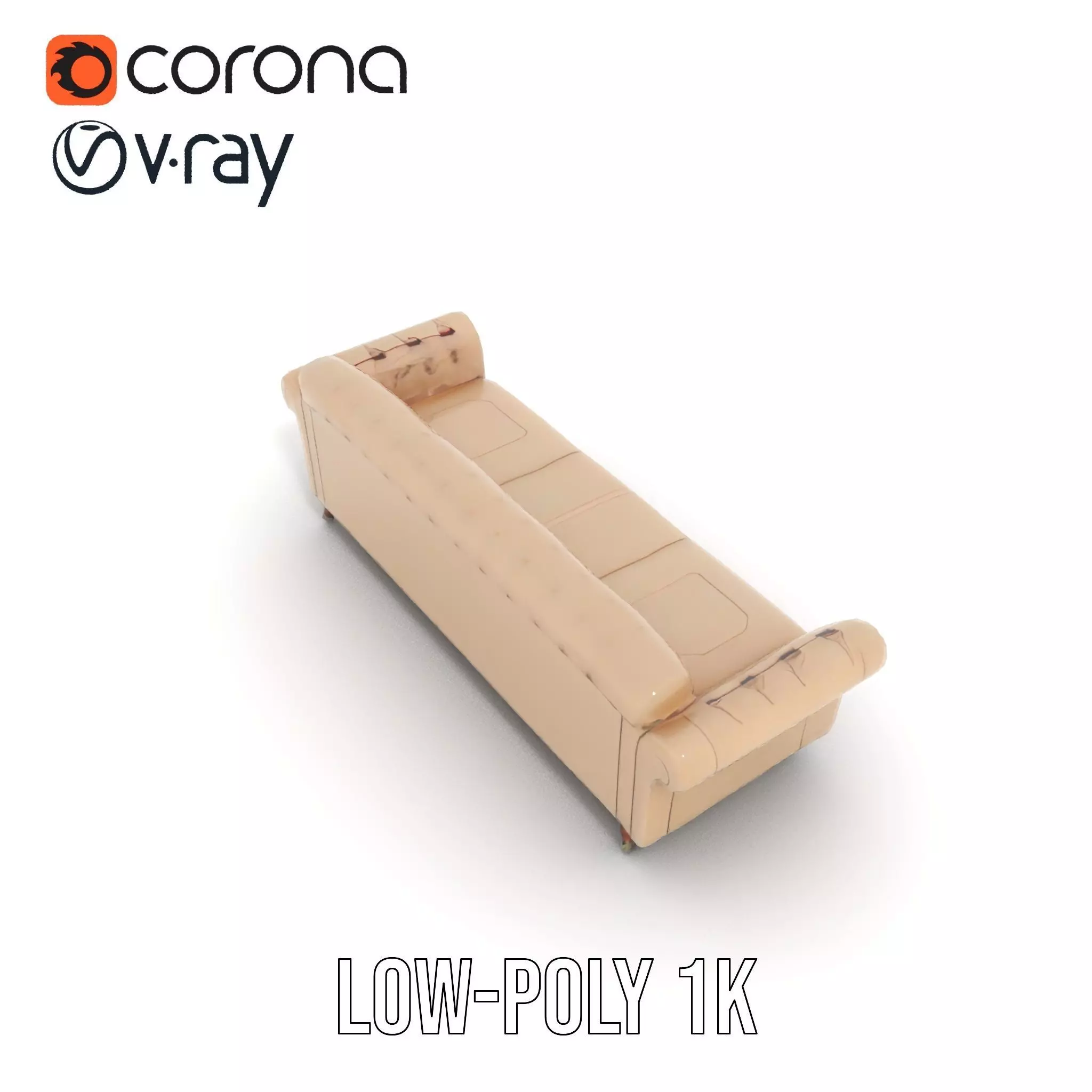 Elegant Beige Sofa model pack Low-poly 3D model_31