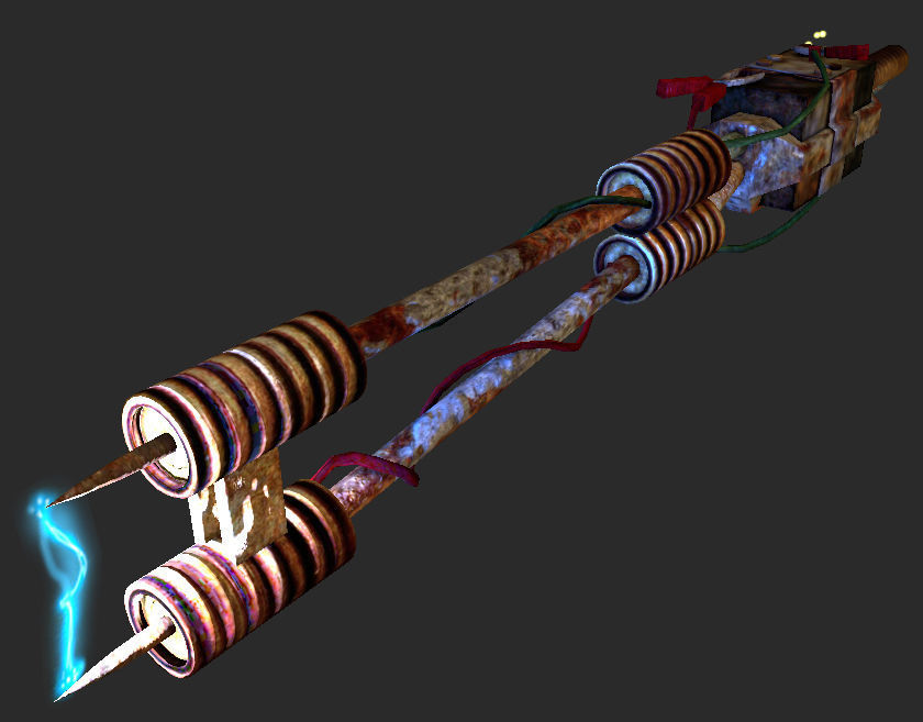 Power Spear made of junk Low-poly 3D model_0
