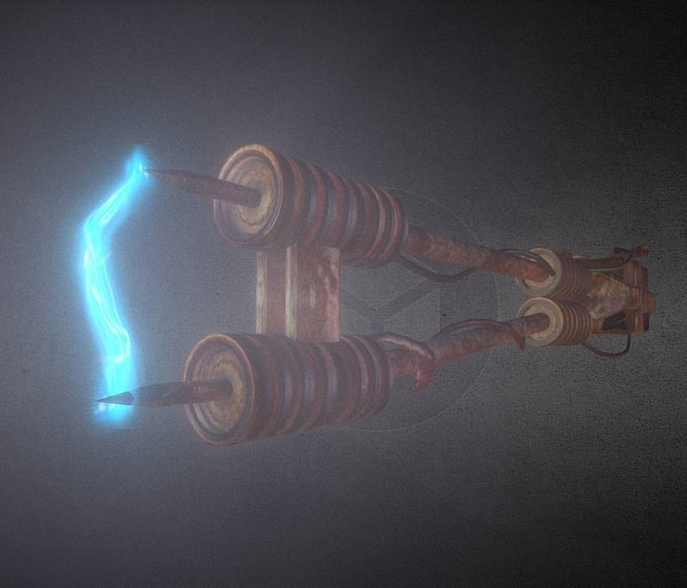 Power Spear made of junk Low-poly 3D model_3