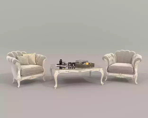 Classic European Style Coffee Table and Armchair 18
