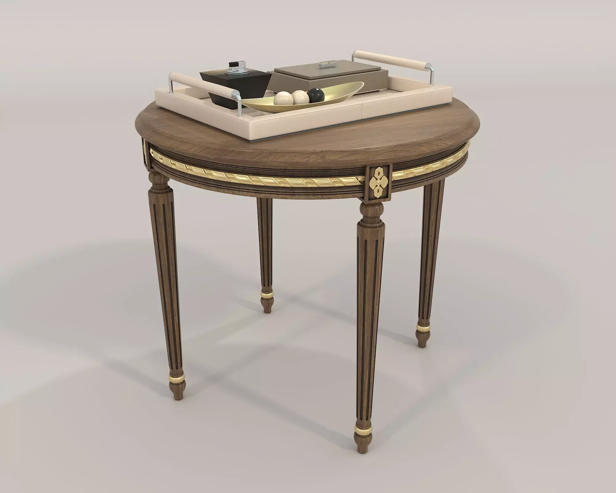Classic European Style Coffee Table and Armchair 19 3D model_6