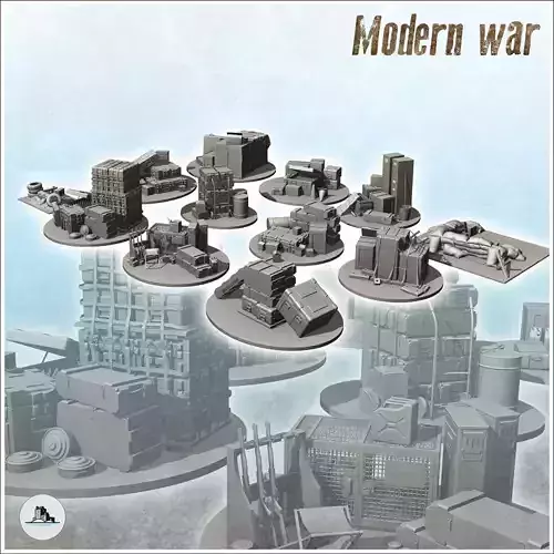 Set of battlefield accessories with ammunition boxes 1