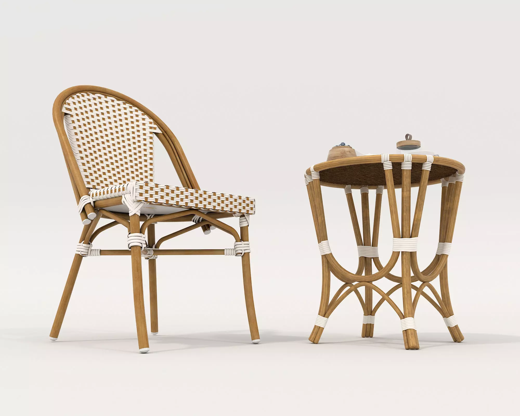 Rattan Coffee Table and Chair Set 3 3D model_3