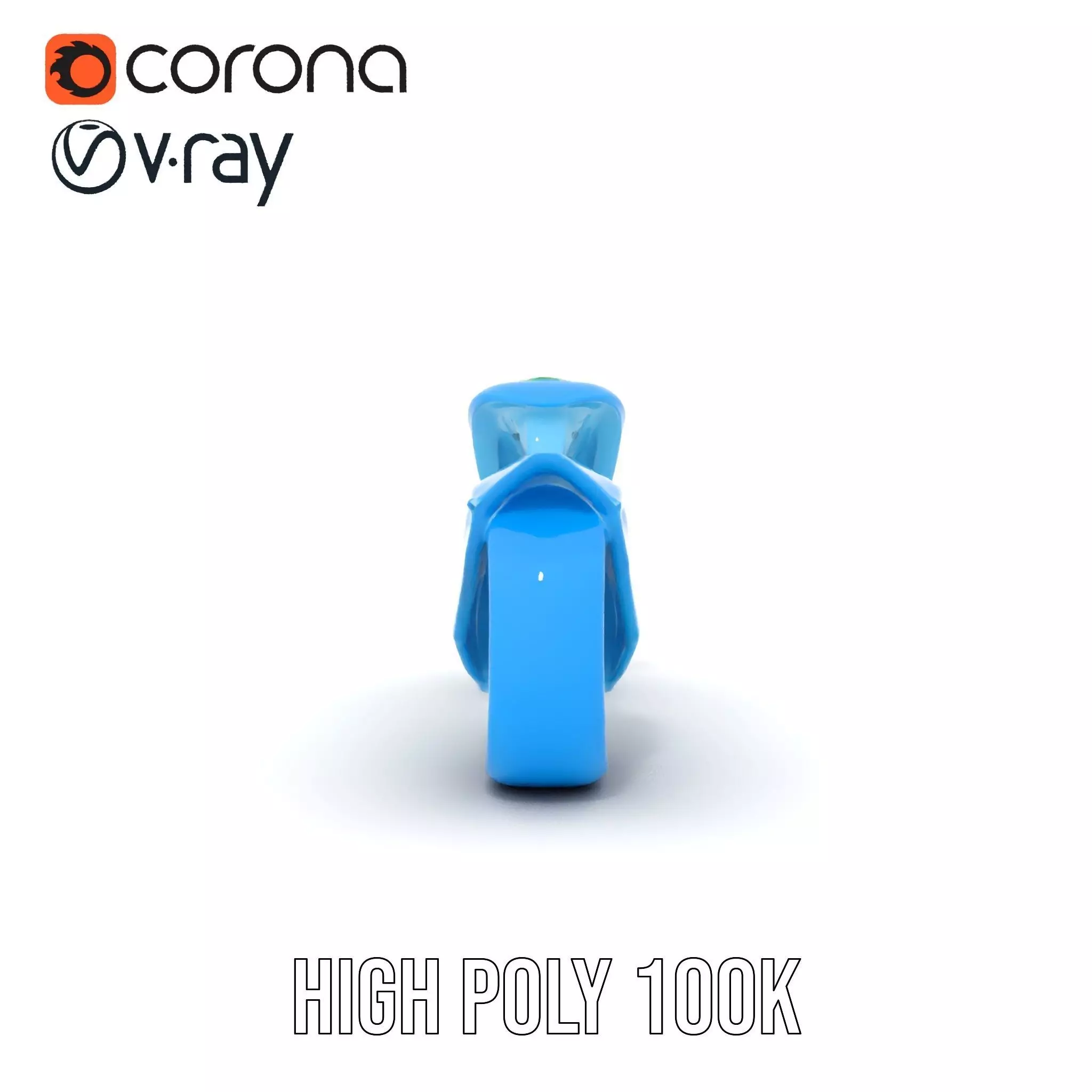 Futuristic Cyan Motorcycle model pack Low-poly 3D model_26