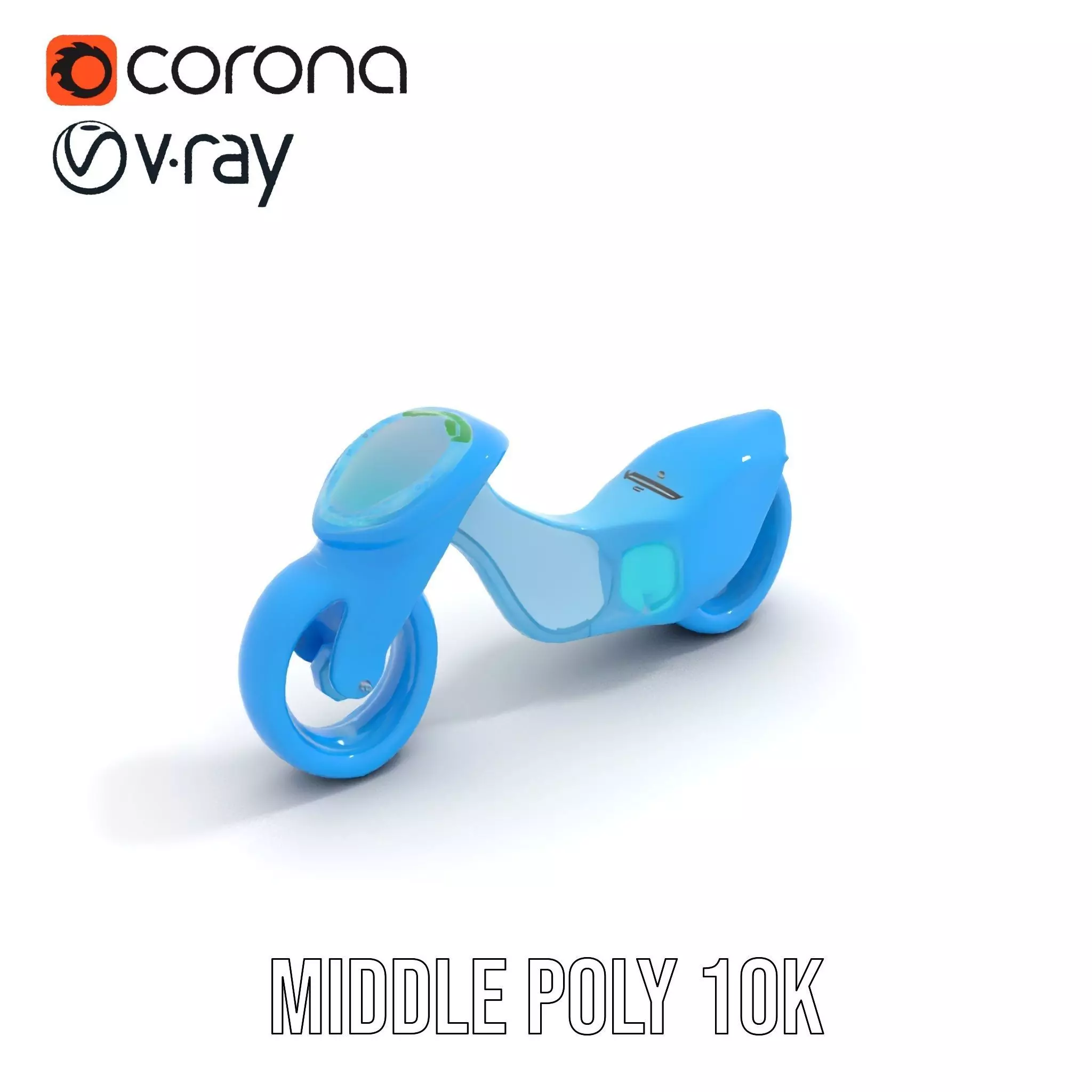 Futuristic Cyan Motorcycle model pack Low-poly 3D model_14